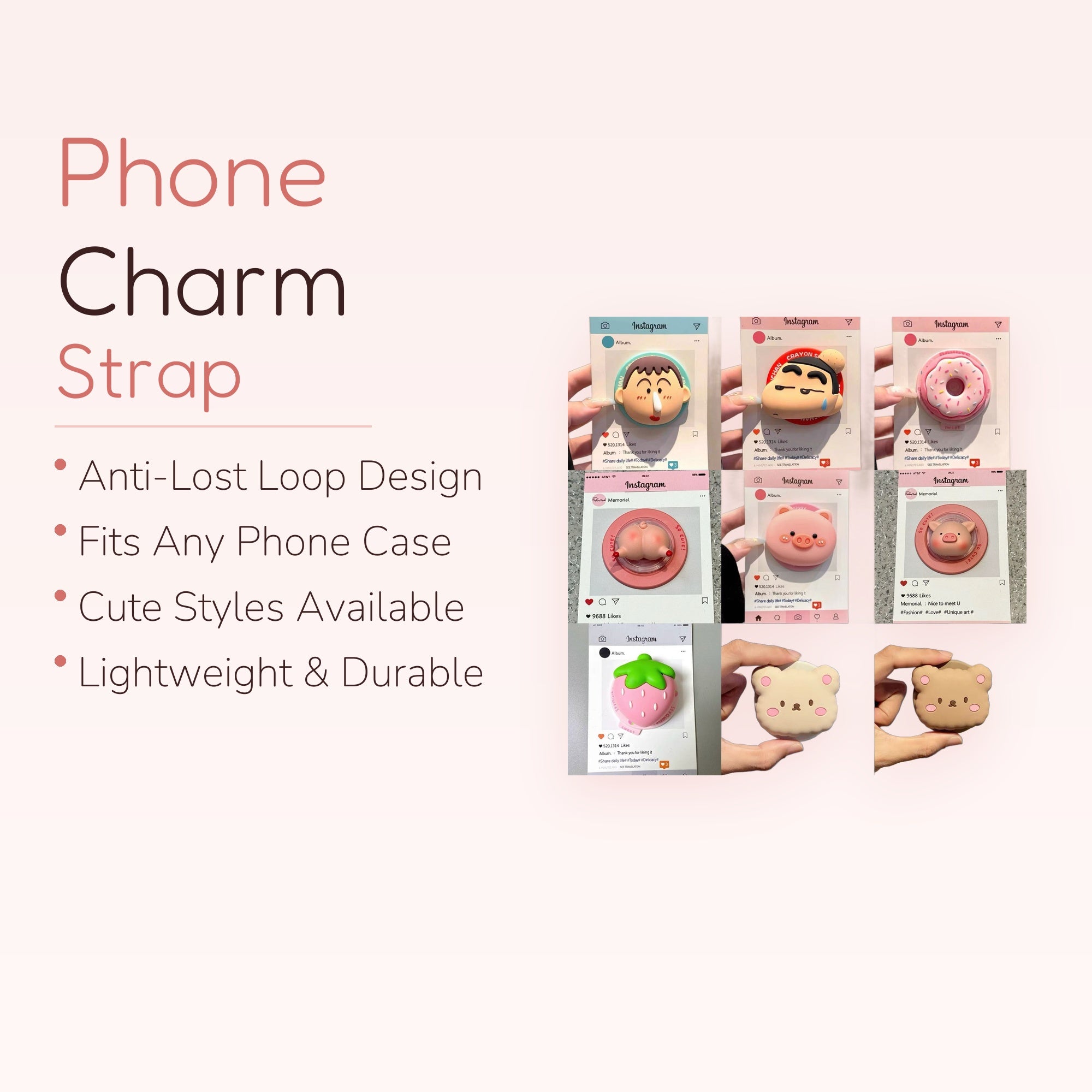 Assorted Kawaii Character & Food Phone Grips | Cute Silicone Pop Socket Stands