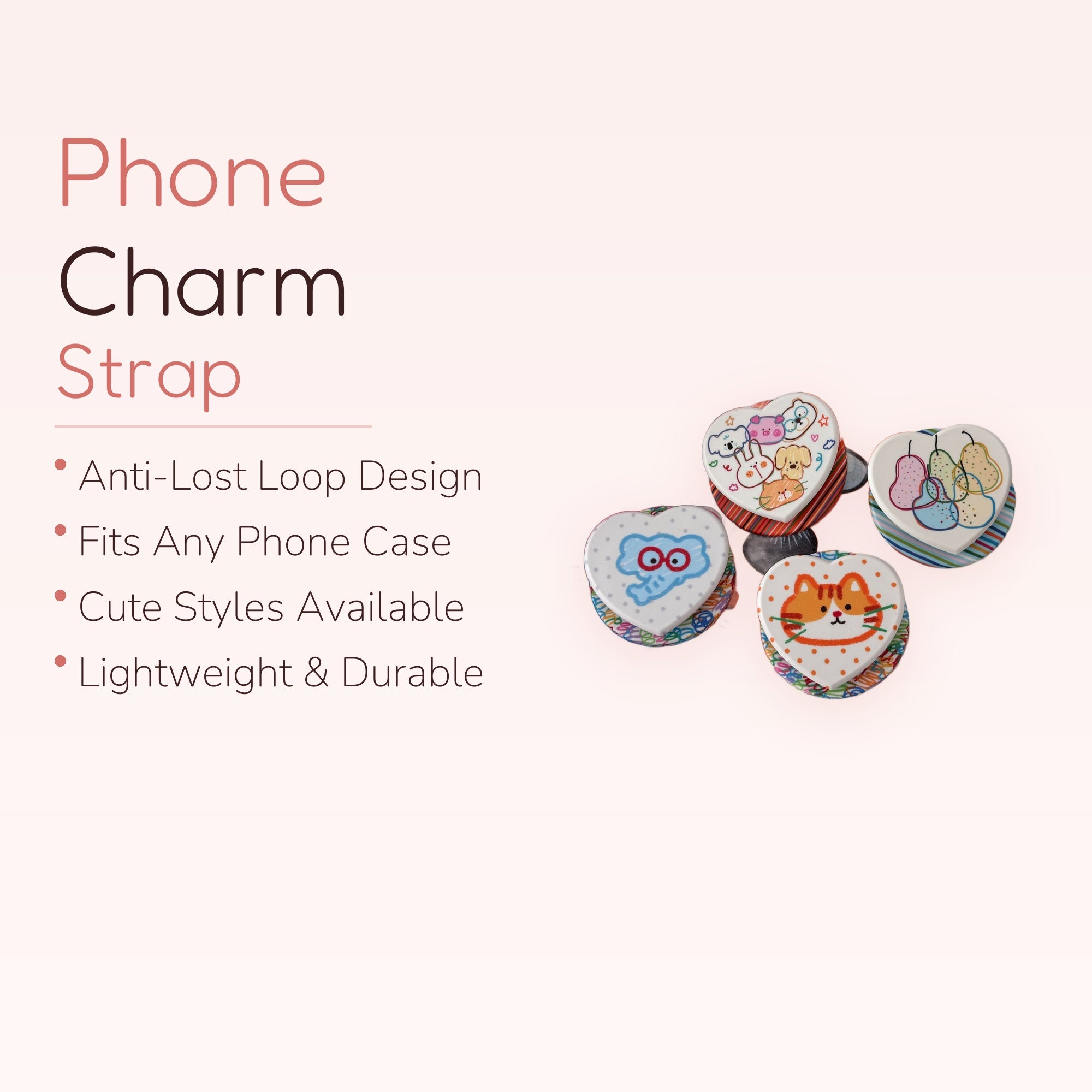 Kawaii Heart Animal & Fruit Phone Grips | Cute Pop Socket Stand for Phones