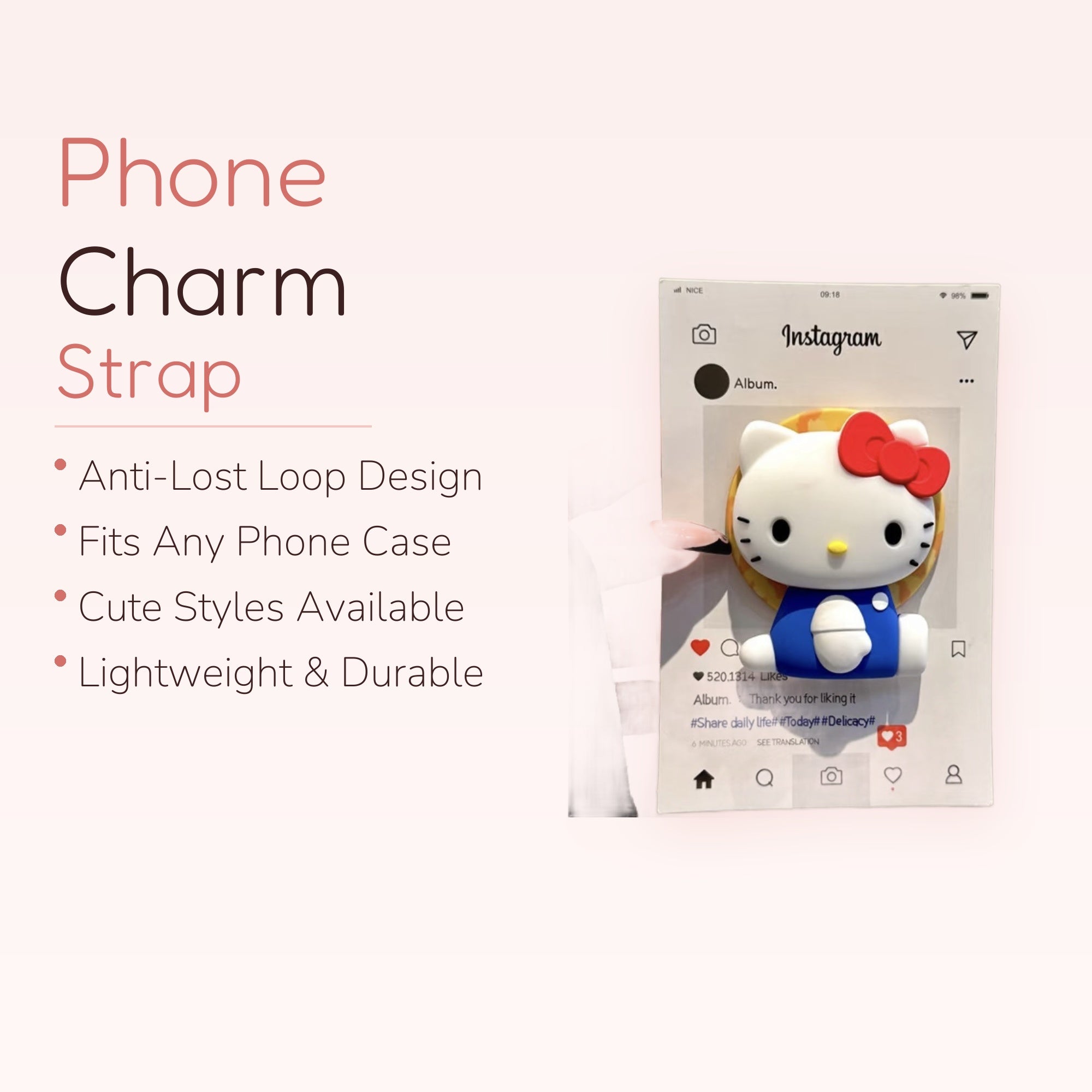 Cute Hello Kitty Instagram Phone Grip | Kawaii Pop Socket Stand for iPhone