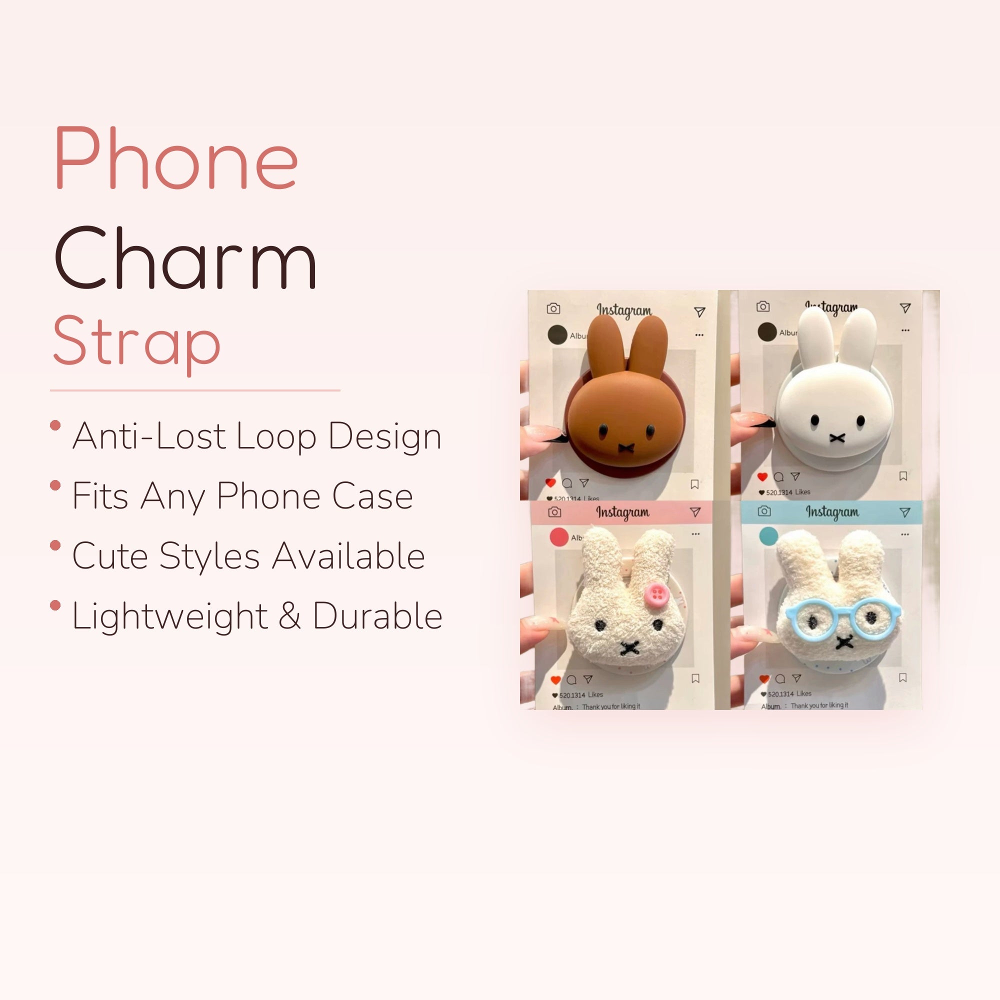Cute Miffy Bunny Phone Grip | Kawaii Fluffy Rabbit Pop Socket Stand
