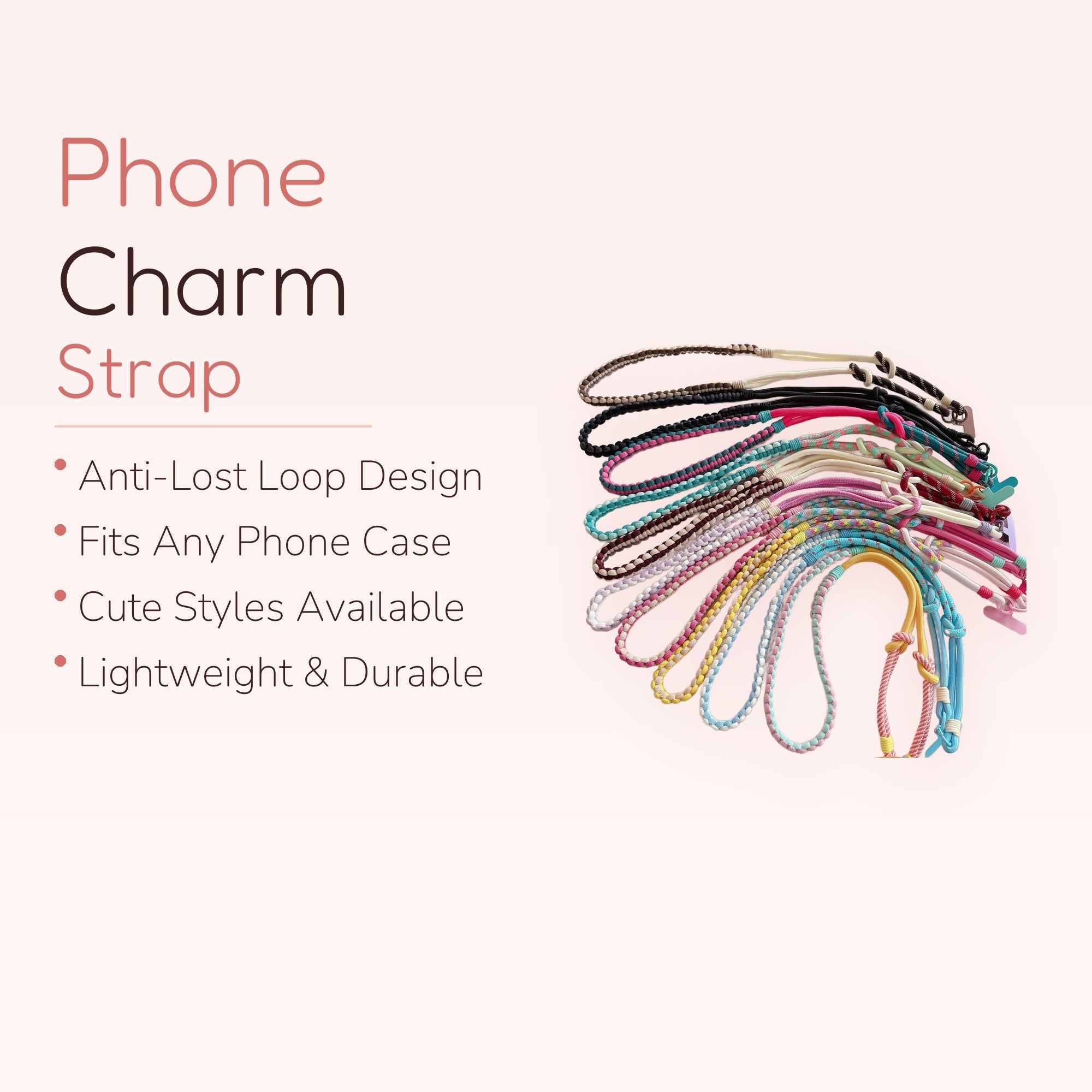Braided Rope Phone Charm Lanyard | Colorful Woven Crossbody Strap