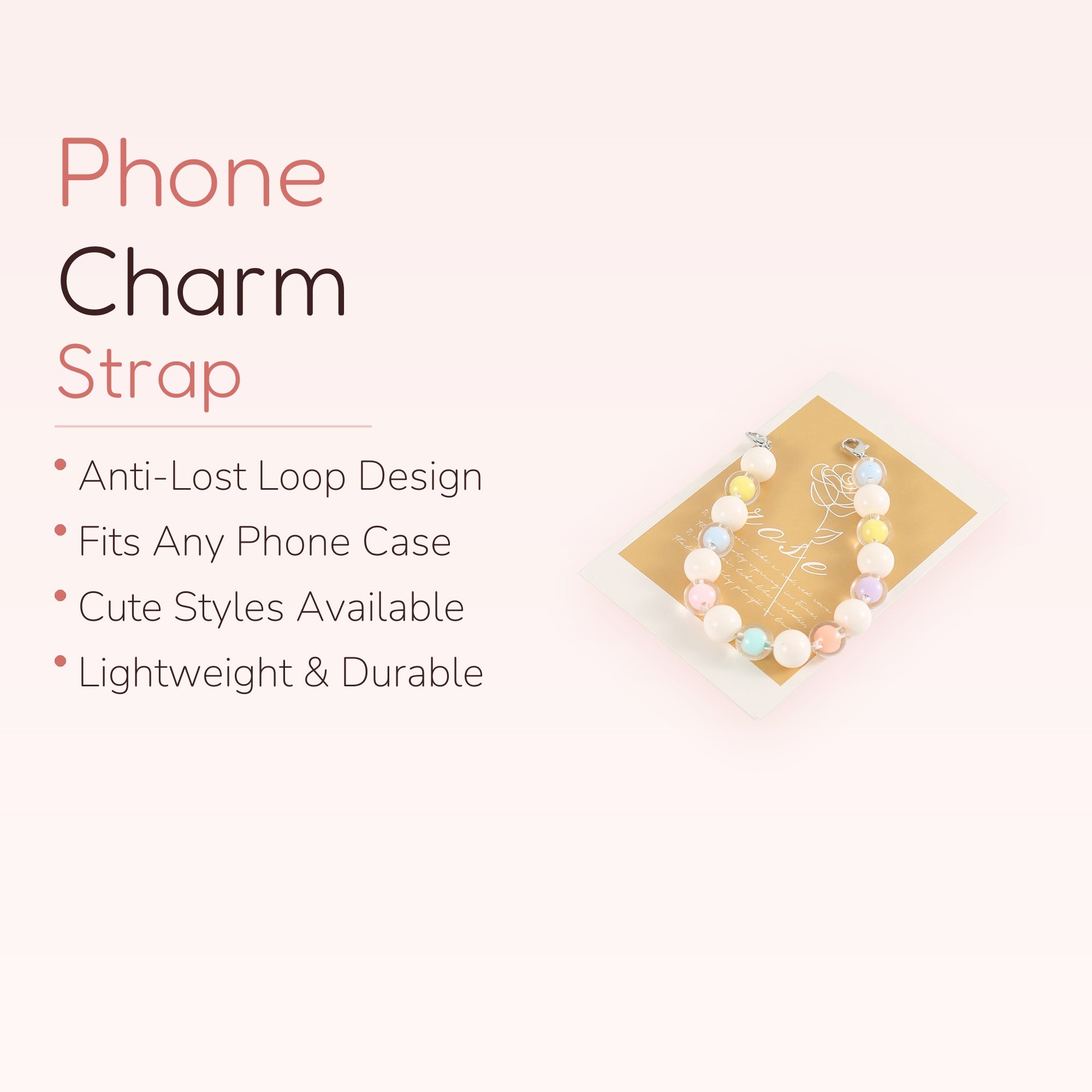 Babe Vibes — Pastel Bead Phone Charm Wrist Strap