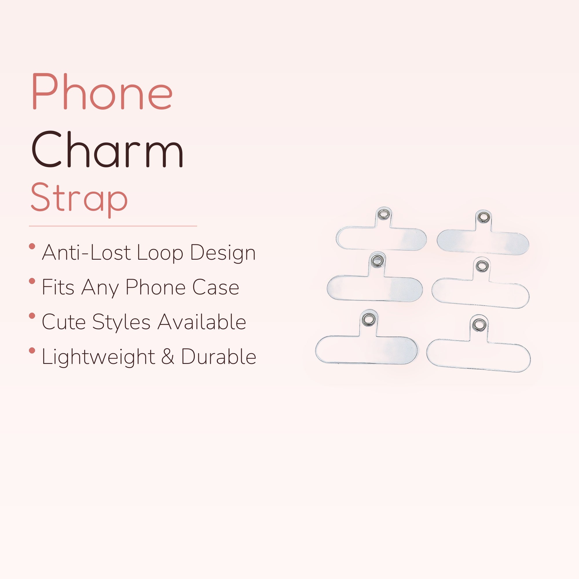 Clear Universal Phone Charm Anchor Tabs | Transparent Lanyard Patches