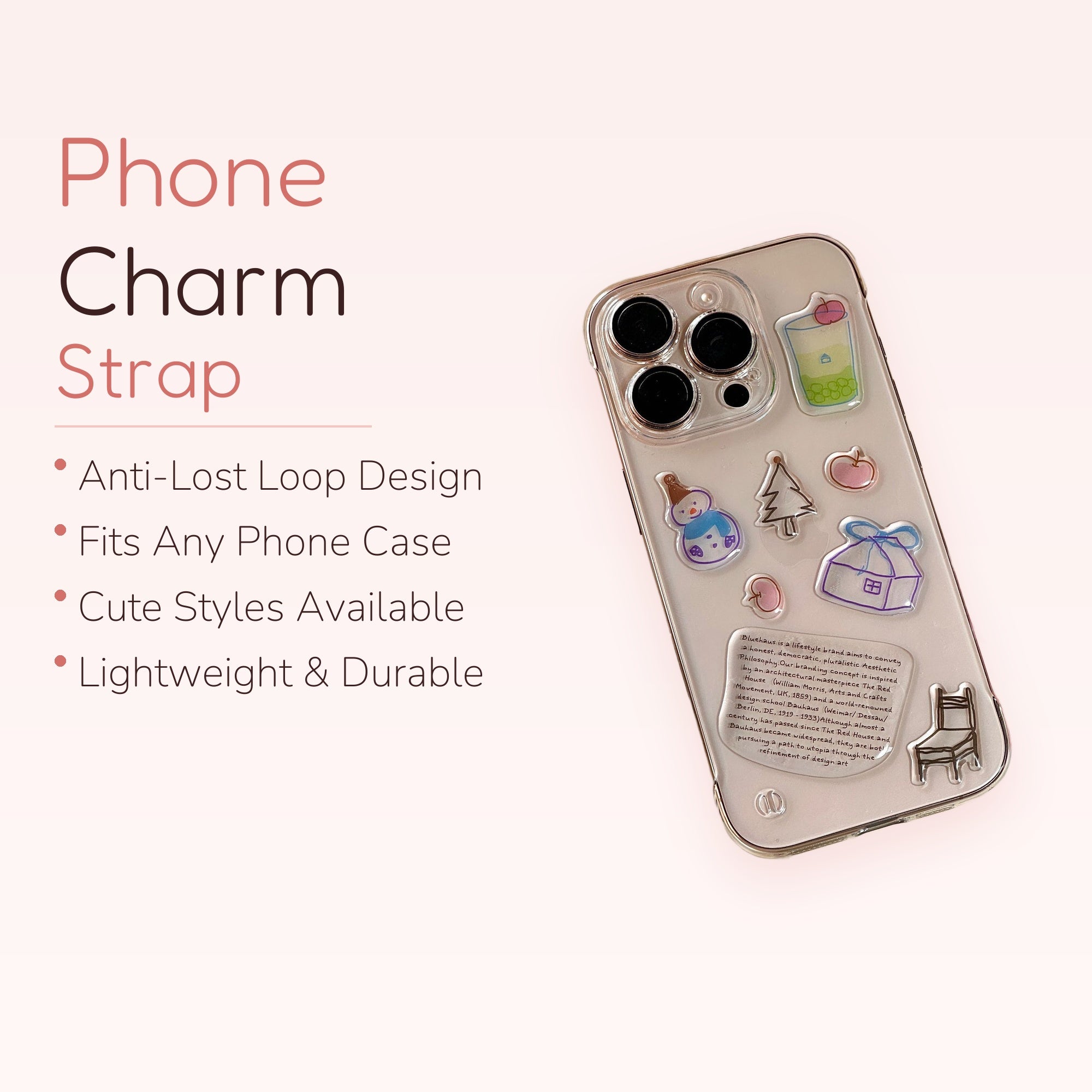 Clear Aesthetic Sticker Phone Grip | Kawaii Bubble Tea & House Pop Socket Stand