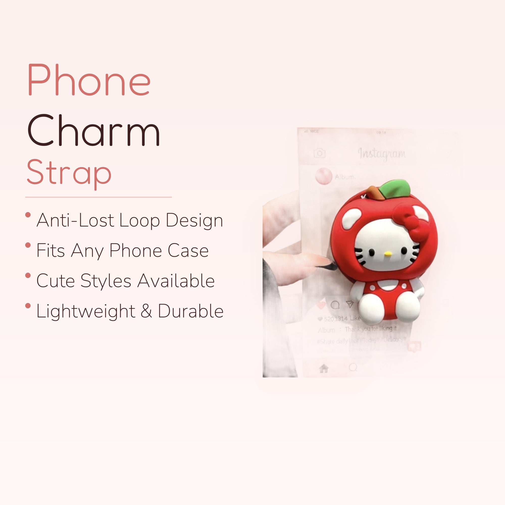 Cute Hello Kitty Apple Phone Grip | Kawaii Red Pop Socket Stand