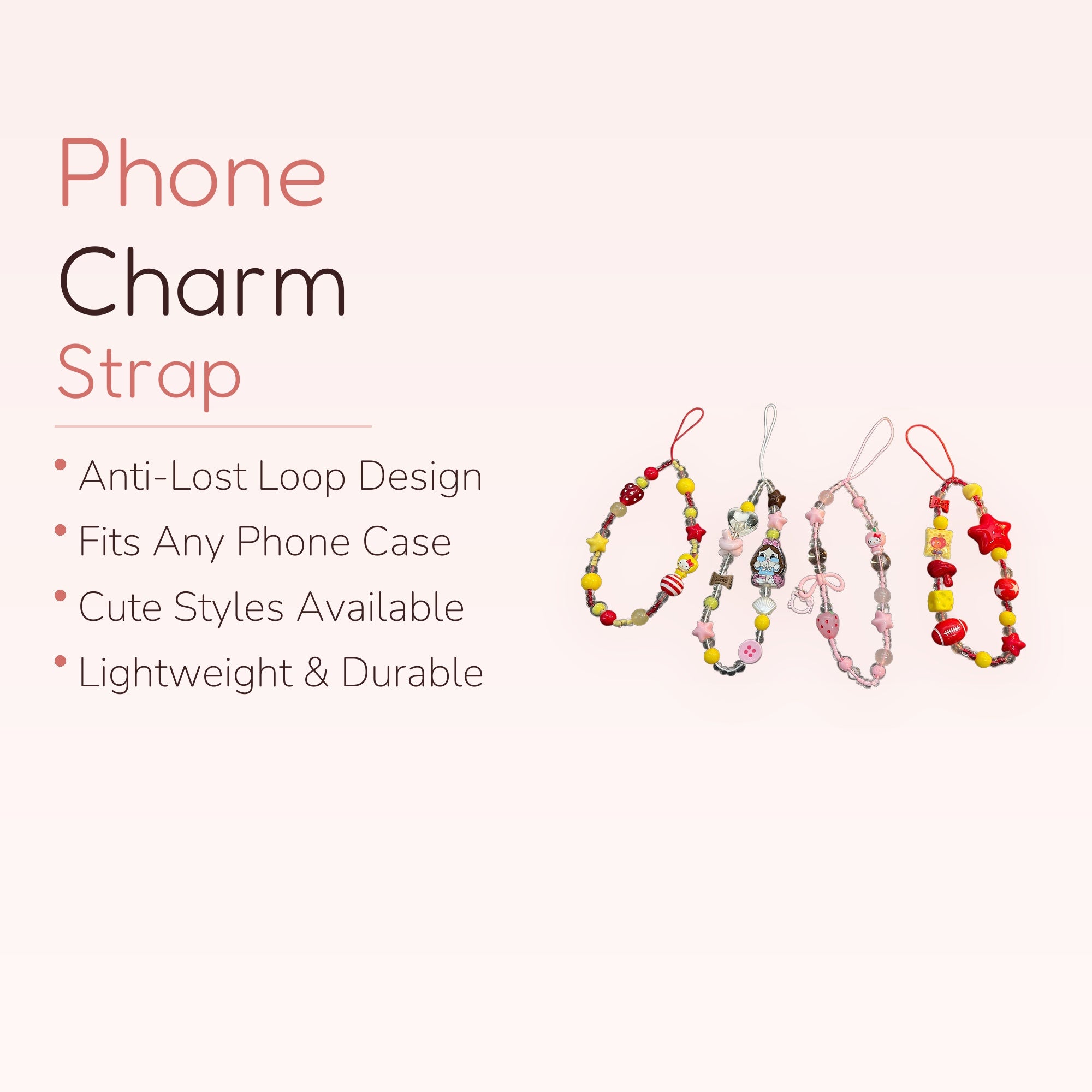 SIMPLYBUBBI — Strawberry & Star Beaded Phone Wrist Strap | Red Yellow Y2K Lanyard