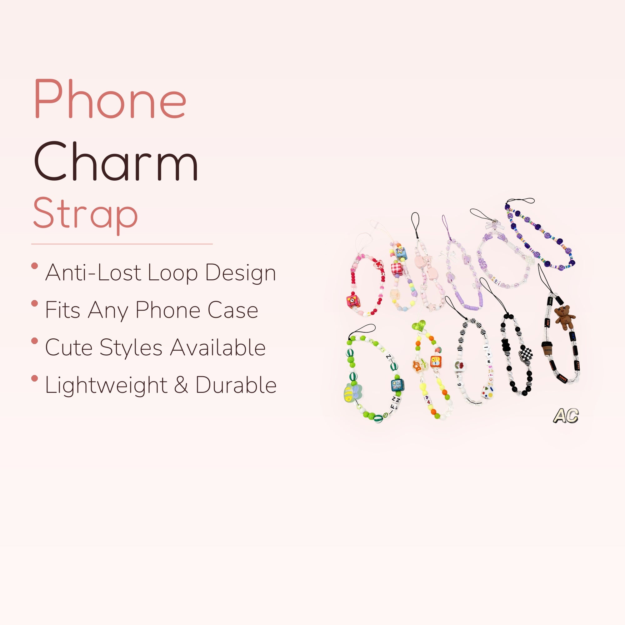 Kawaii Beaded Phone Charm Strap | Cute Wrist Lanyard for Phones