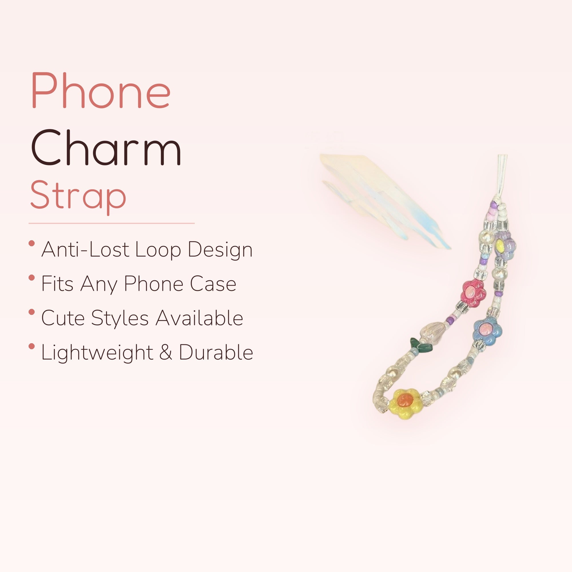 SimplyBubbi — Candy Tulip & Daisy Beaded Phone Strap | Pastel Flower Wristlet