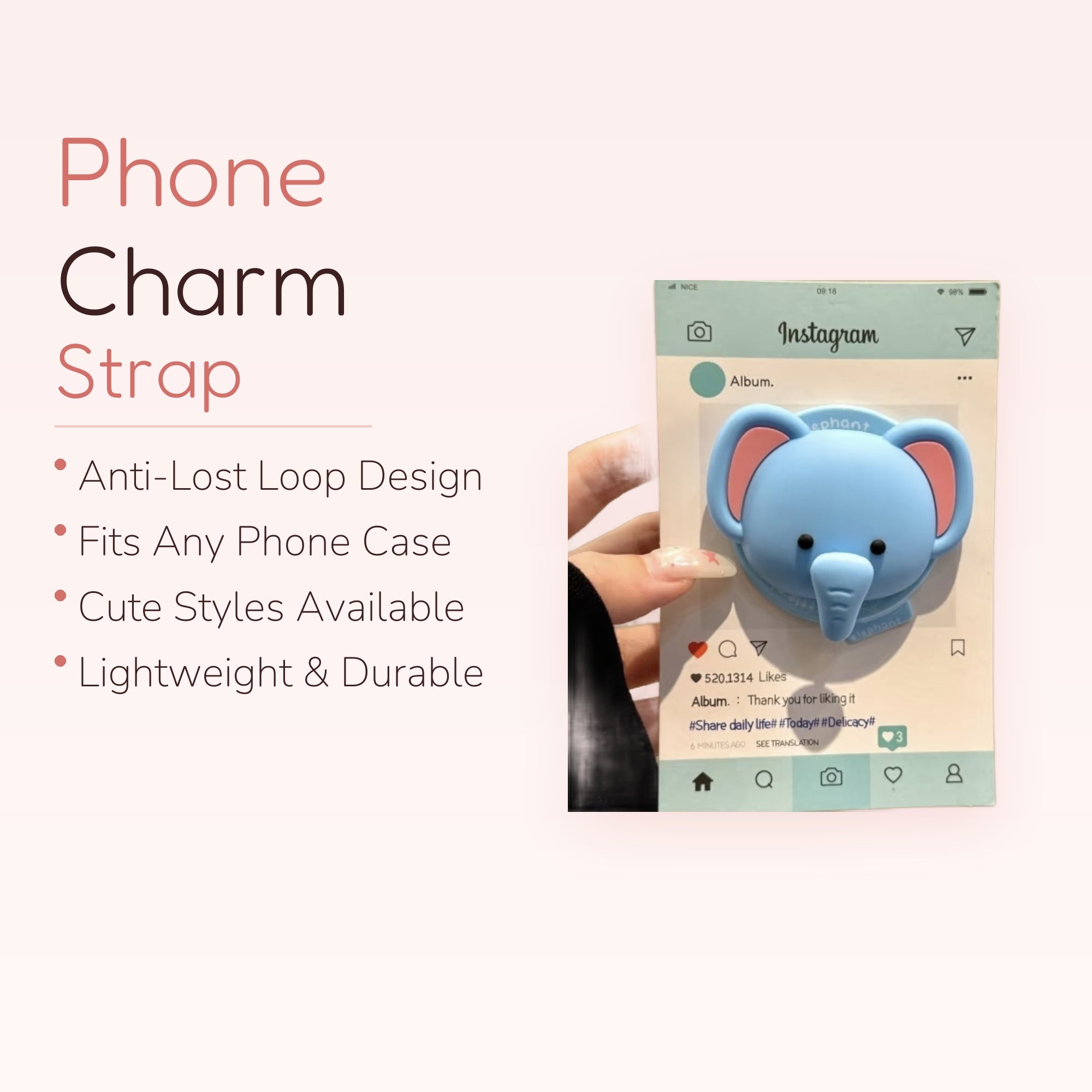 Cute Blue Elephant Phone Grip | Kawaii Silicone Pop Socket Stand