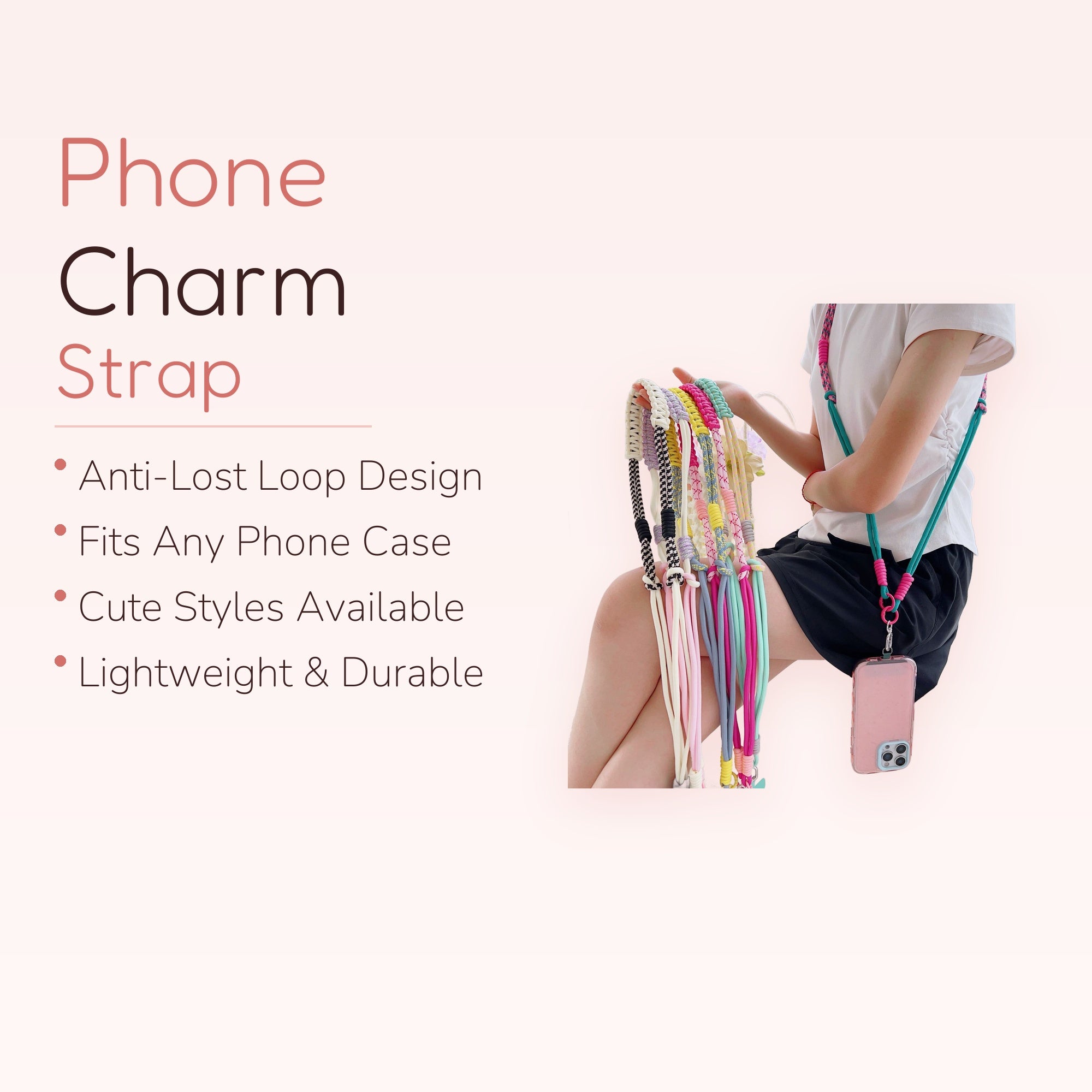 SIMPLYBUBBI — Pastel Braided Rope Crossbody Phone Lanyard | Aesthetic Adjustable Strap