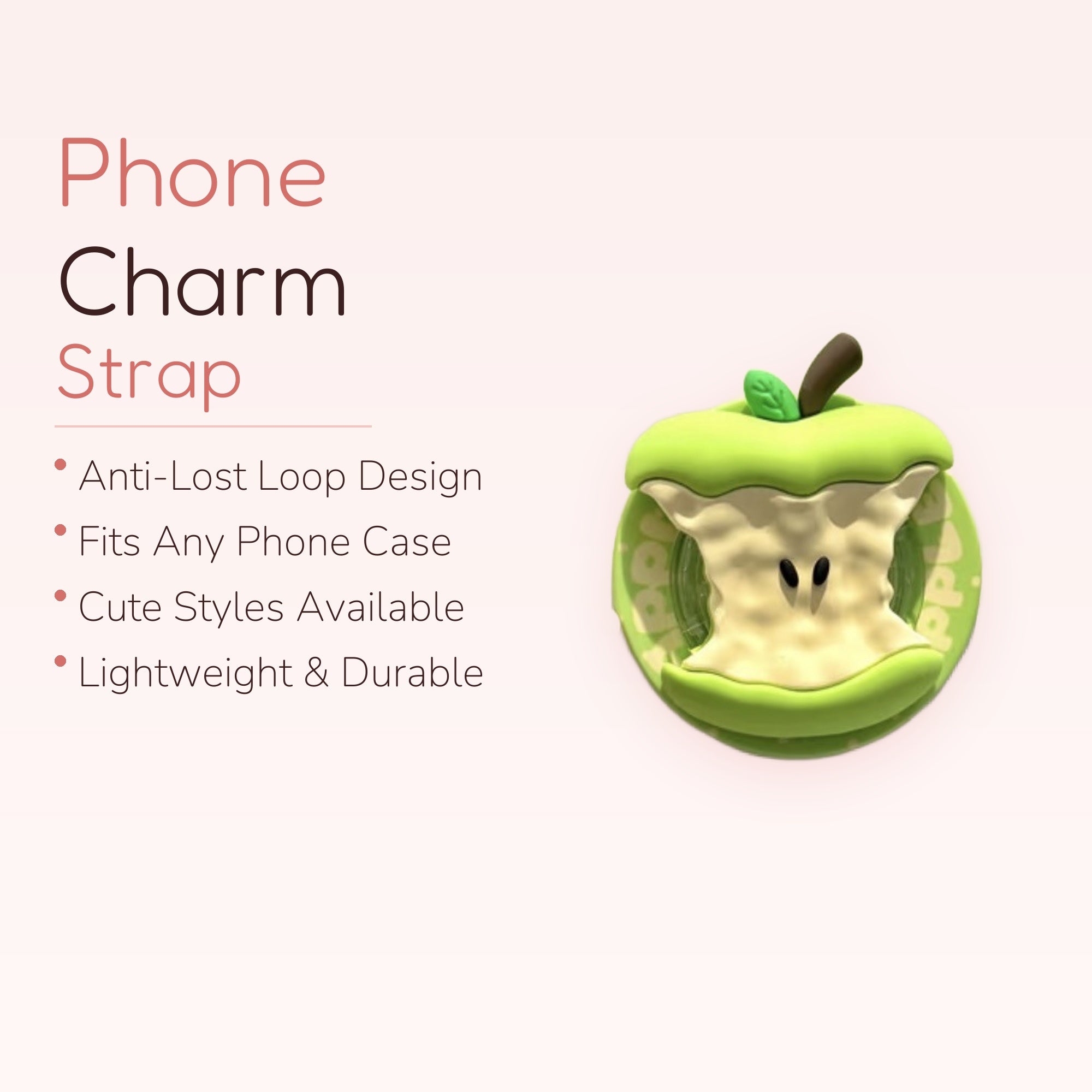 Kawaii Green Apple Core Phone Grip | Cute Bitten Fruit Pop Socket Stand