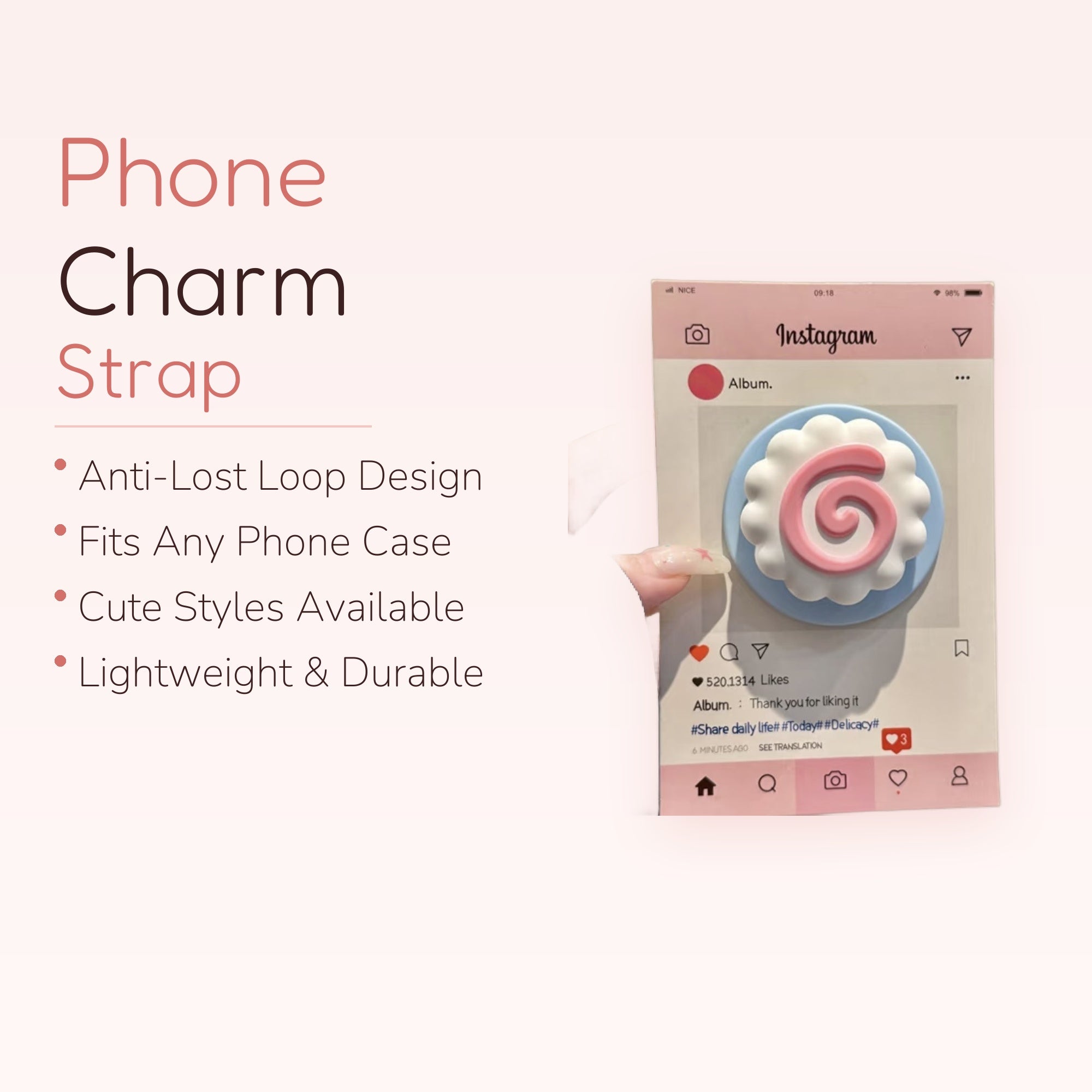 Cute Pink Swirl Cloud Phone Grip | Kawaii Pastel Blue Pop Socket Stand