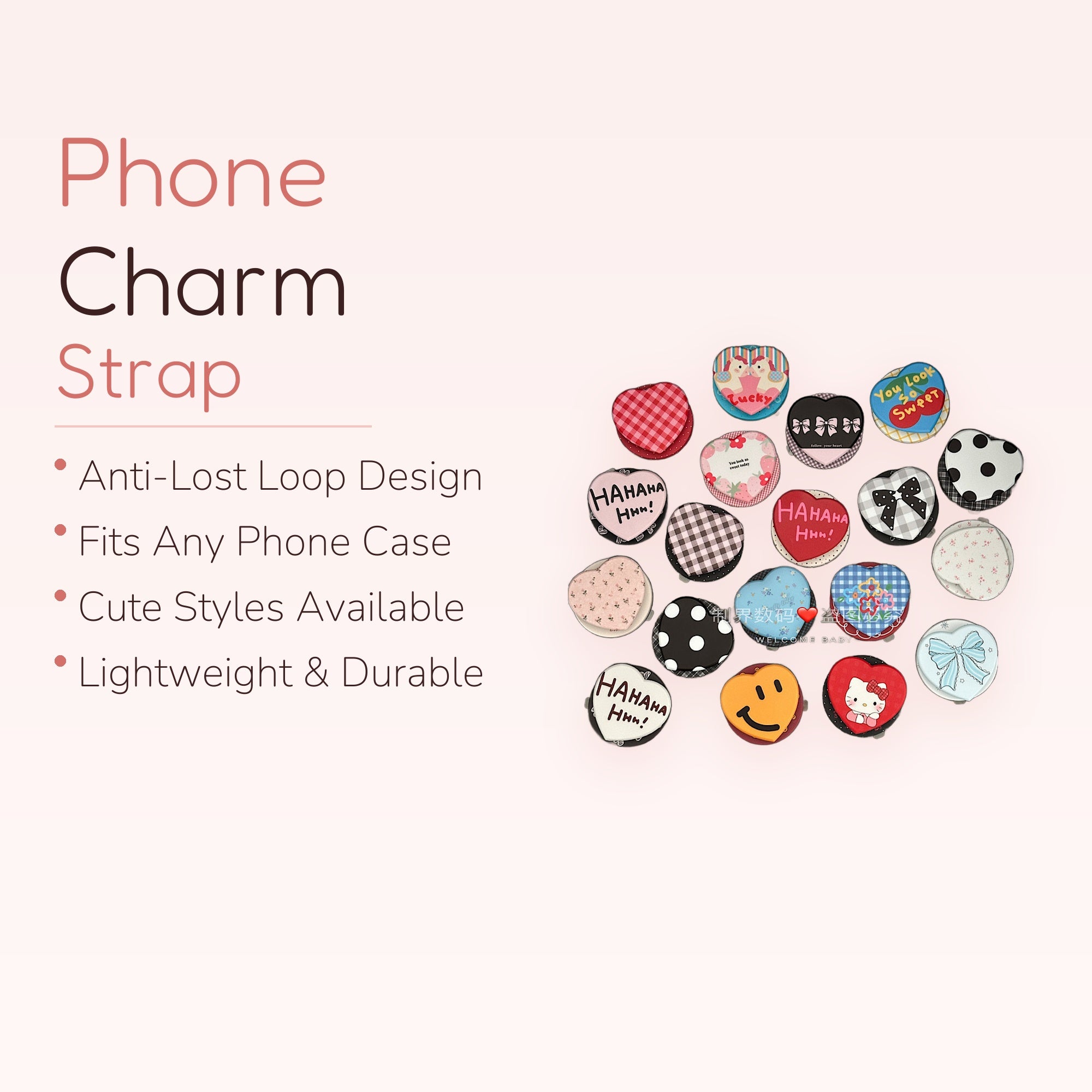 Assorted Heart & Round Kawaii Phone Grips | Cute Pop Socket Stands with Various Designs