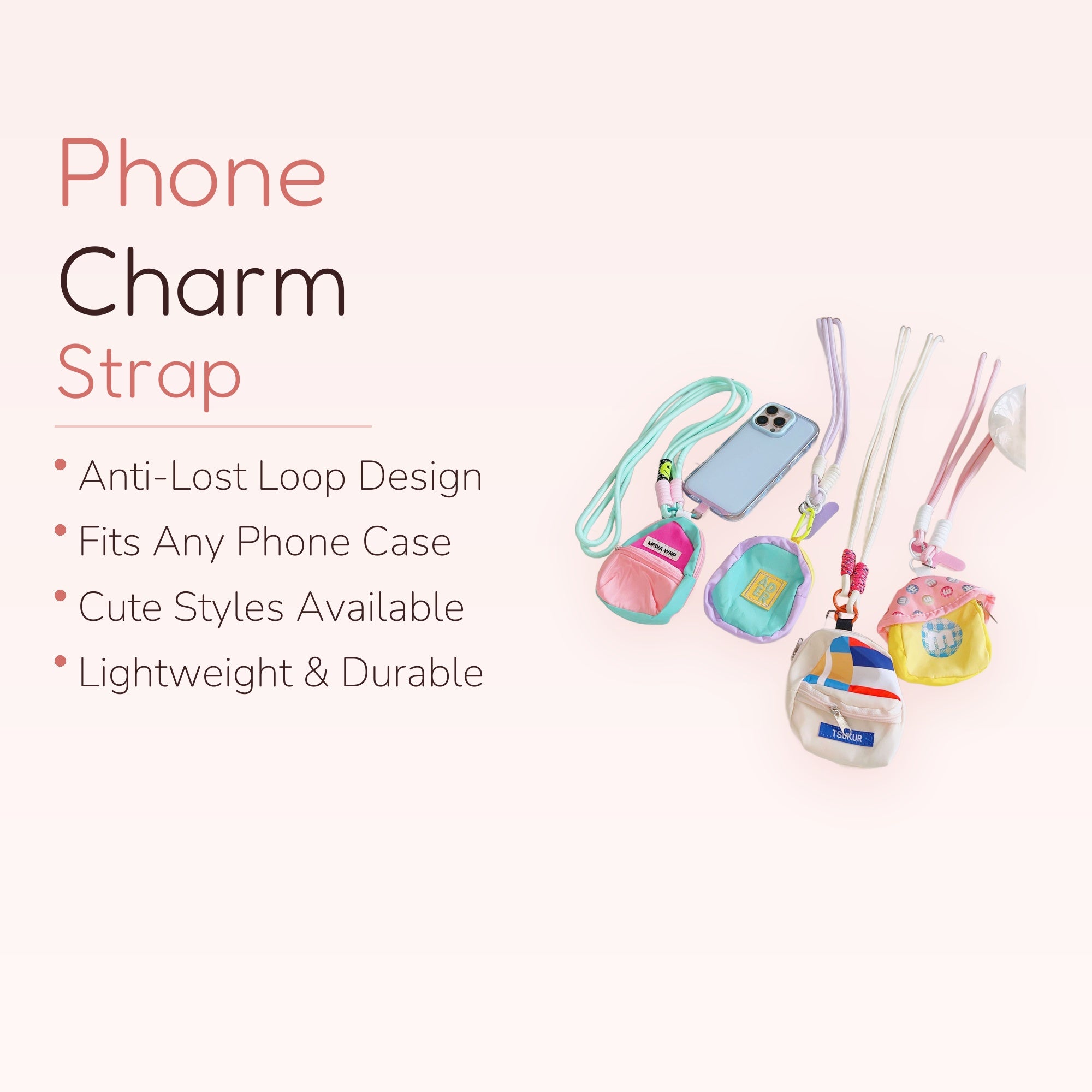 Pastel Mini Backpack Phone Lanyard | Cute Crossbody Strap with Pouch