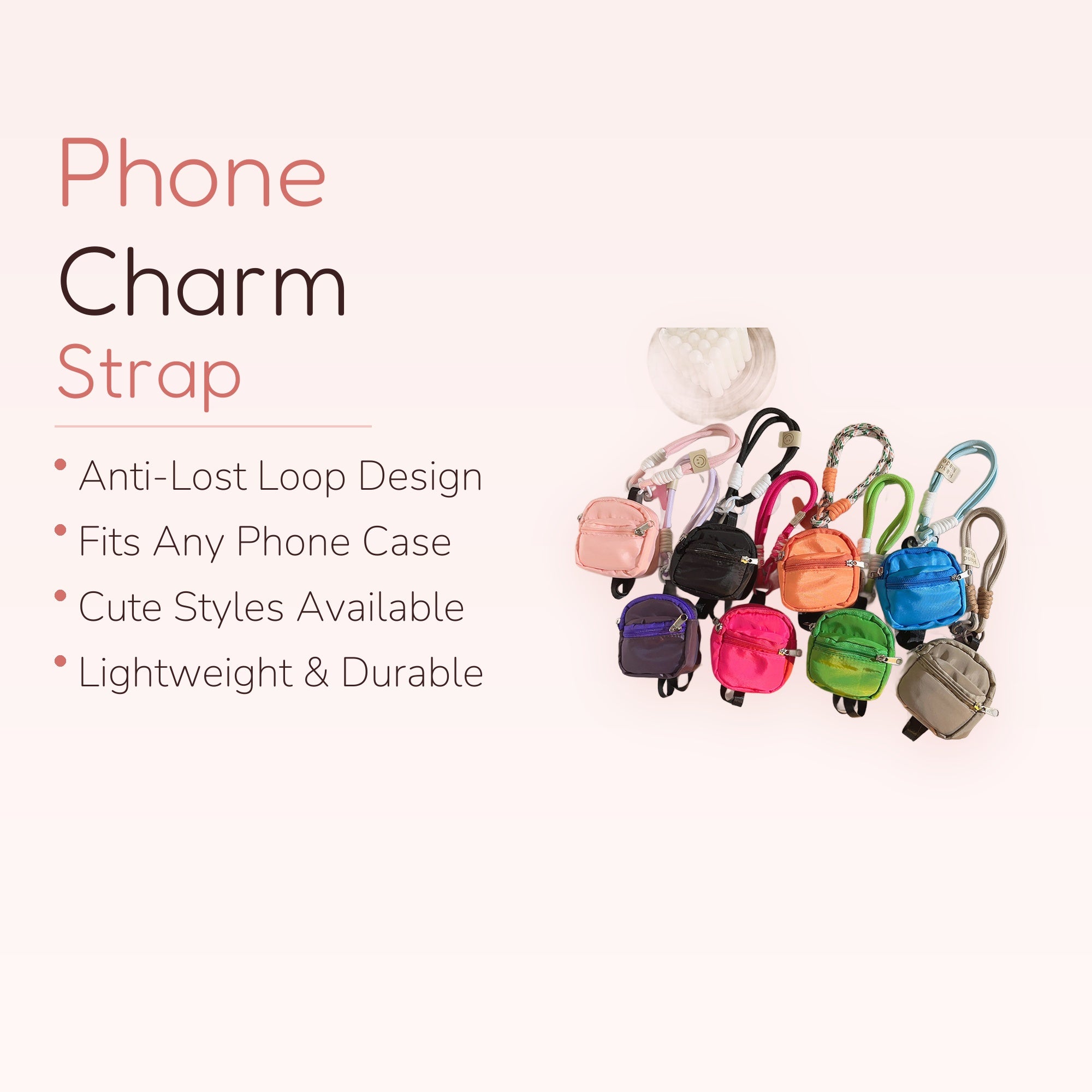 Mini Backpack Phone Charm Wristlet | Cute Colorful Keychain Lanyard