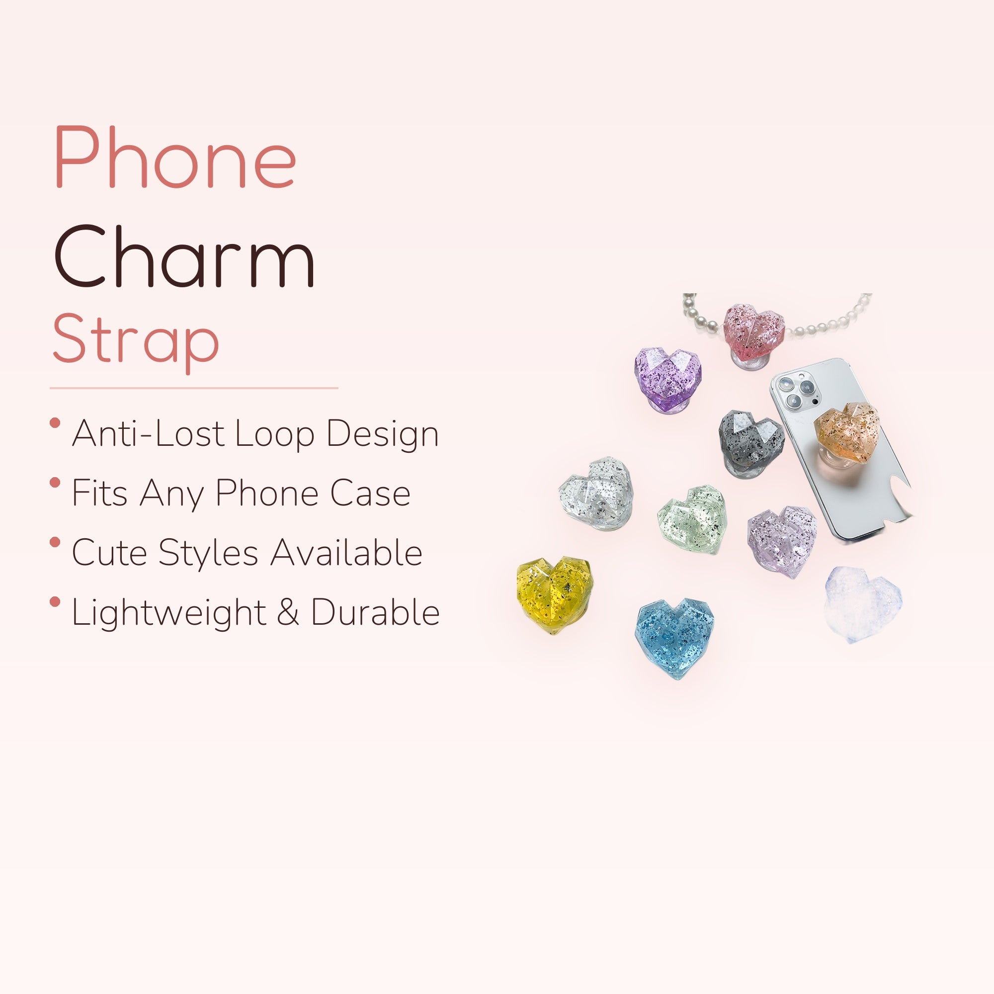 Sparkle Heart Phone Grip | Kawaii Crystal Phone Stand