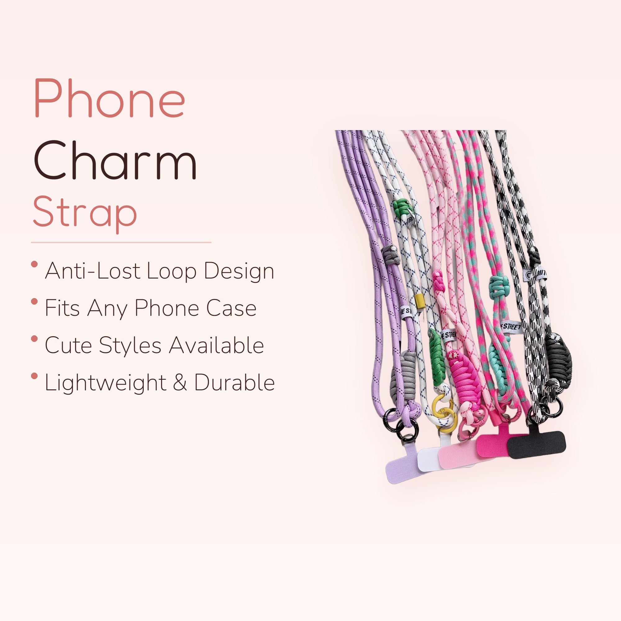 SIMPLYBUBBI — Patterned Braided Cord Phone Lanyard | Checker Adjustable Crossbody Strap