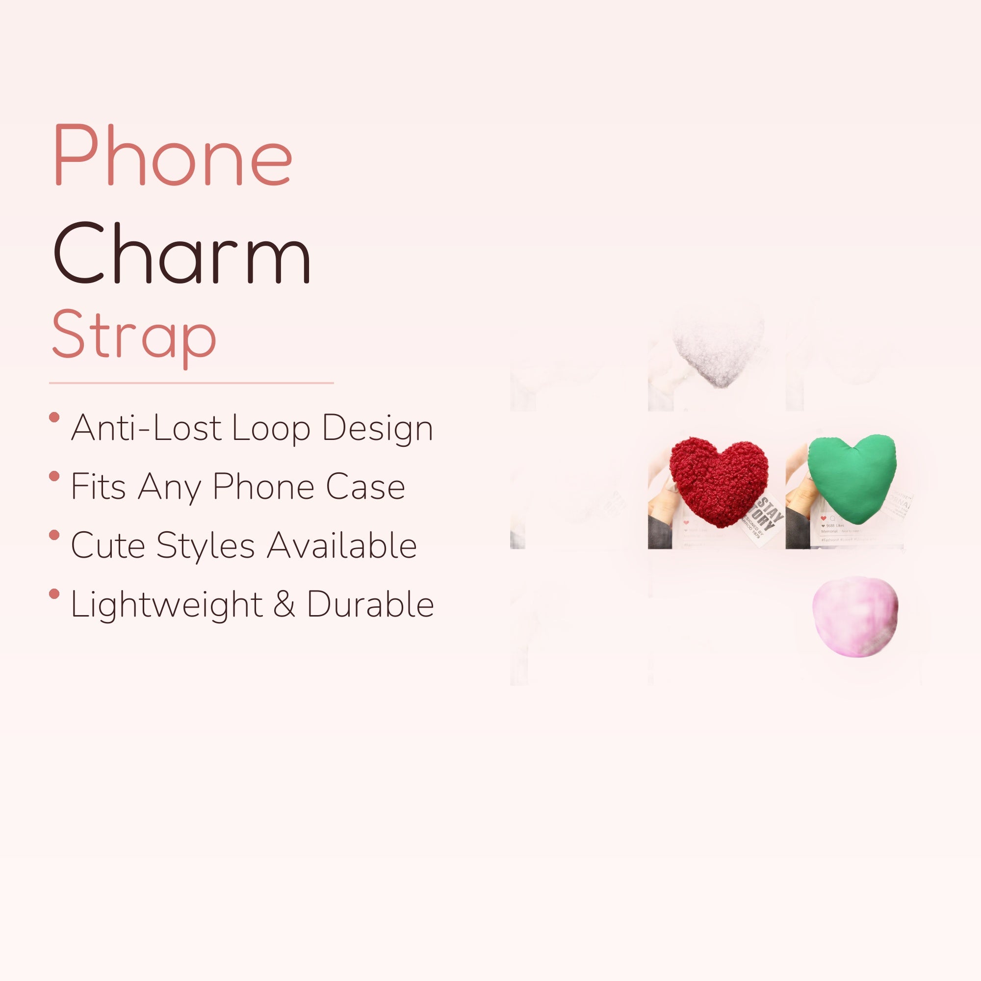 Fluffy Heart Phone Grip | Kawaii Plush Pop Socket Stand in Multiple Colors