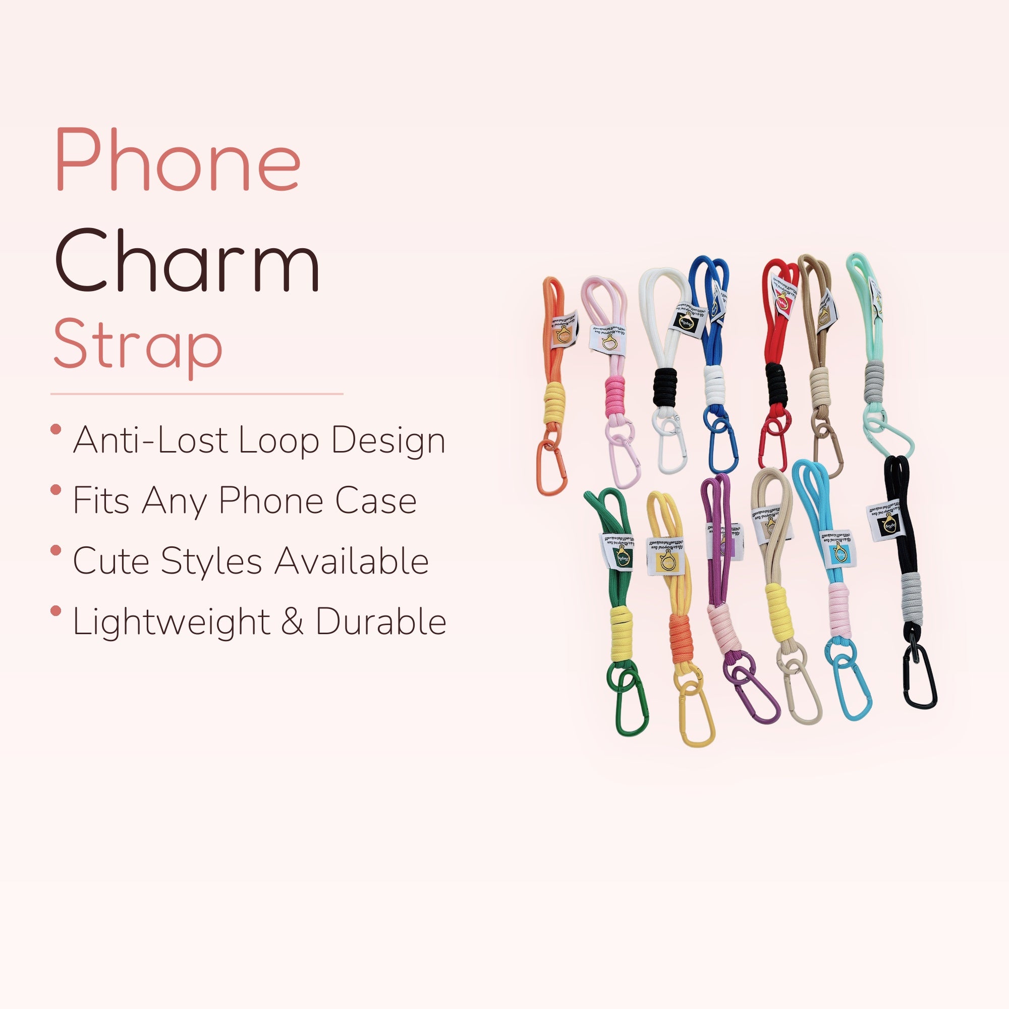 Colorful Braided Rope Phone Wrist Strap | Aesthetic Keychain Lanyard with Carabiner