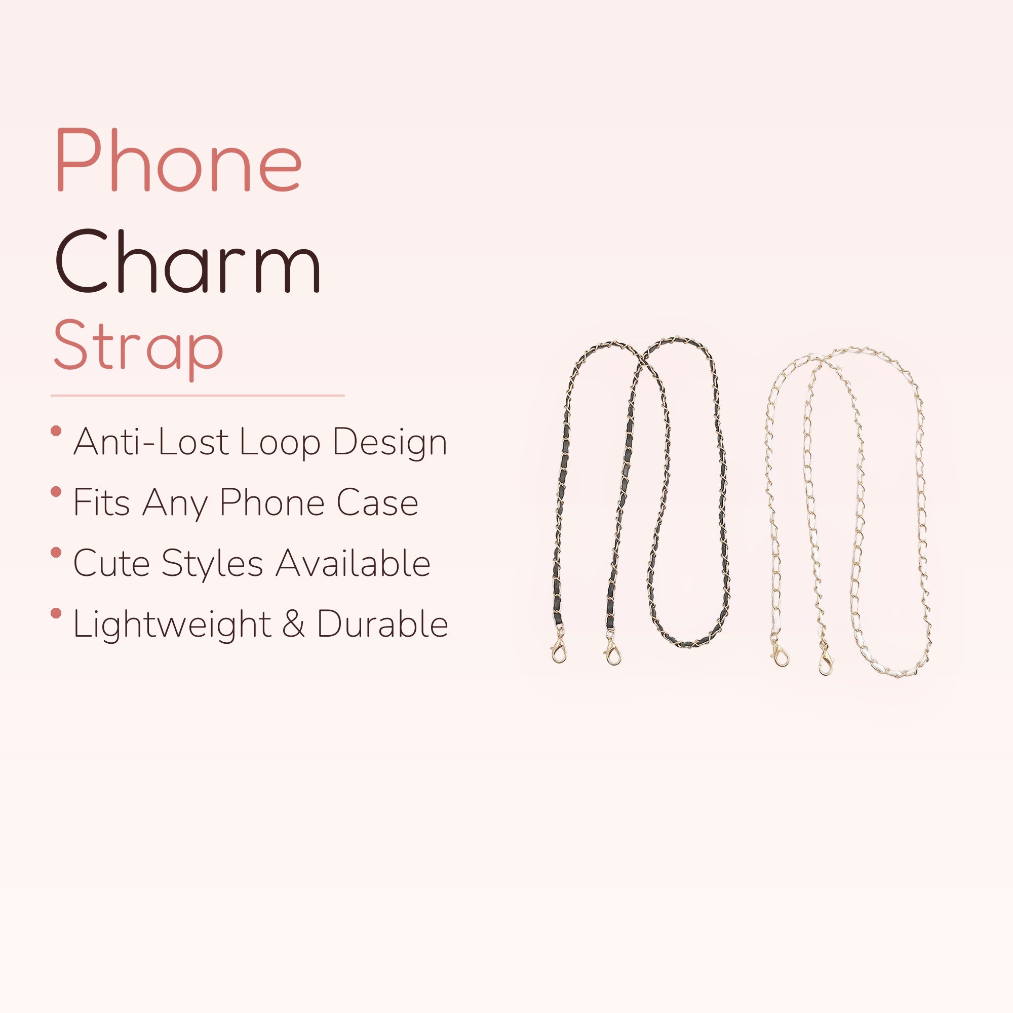 Chic Gold Chain & Leather Phone Charm Strap | Elegant Crossbody Lanyard
