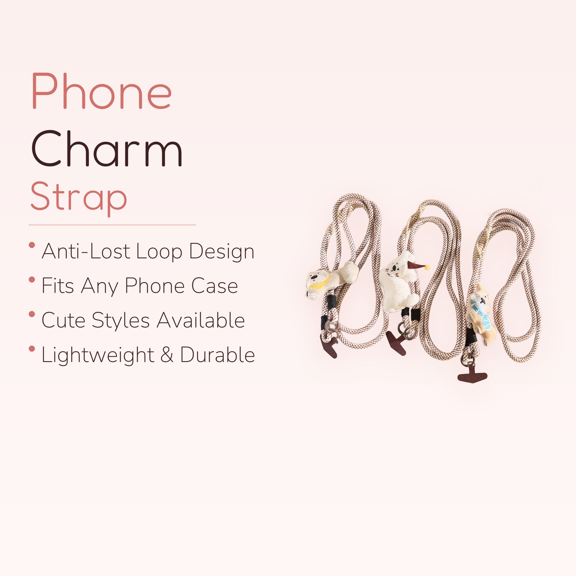 Cute Animal Plush Phone Lanyard | Kawaii Braided Rope Crossbody Phone Strap