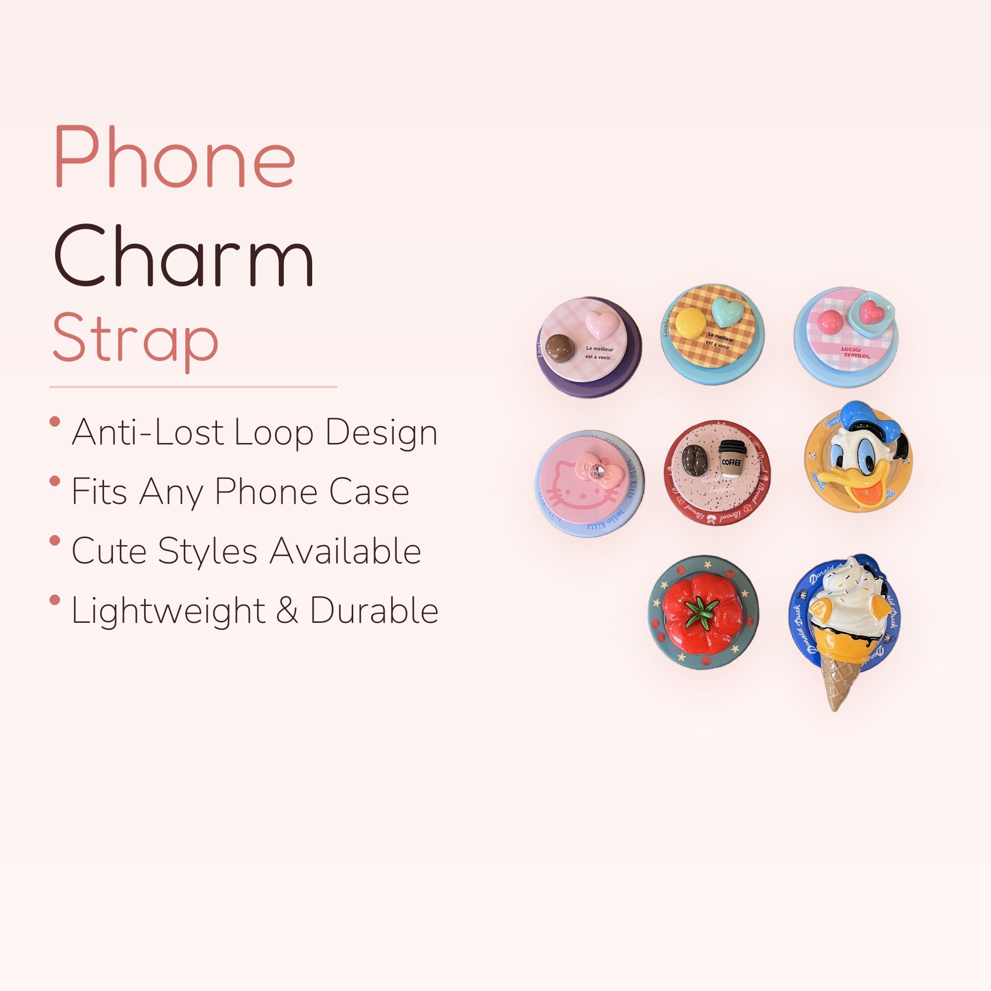 Kawaii Assorted Character & Food Phone Grips | Cute Pop Socket Stand for Phones