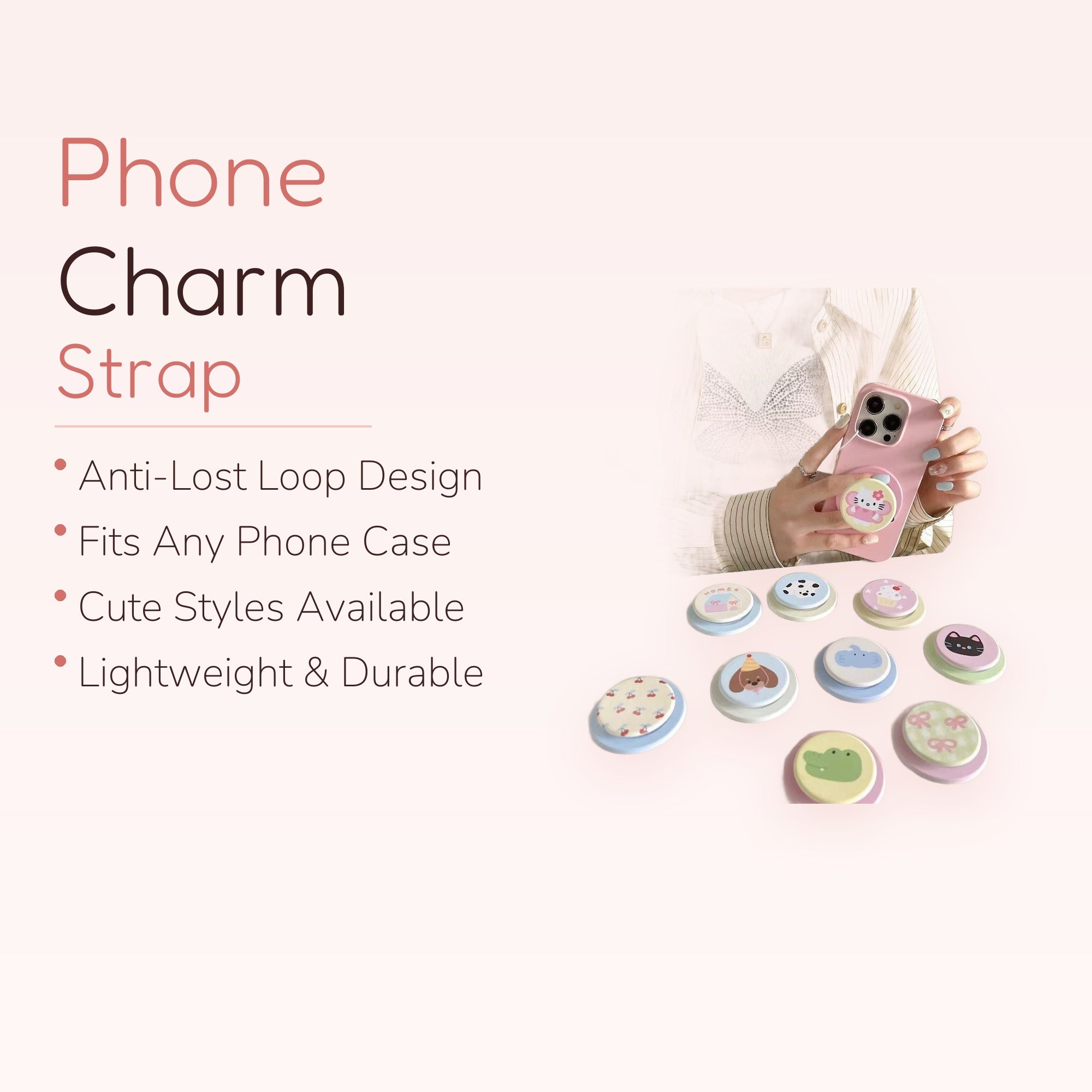 Cute Cartoon Animal & Pattern Phone Grip | Kawaii Pop Socket Stand for iPhone