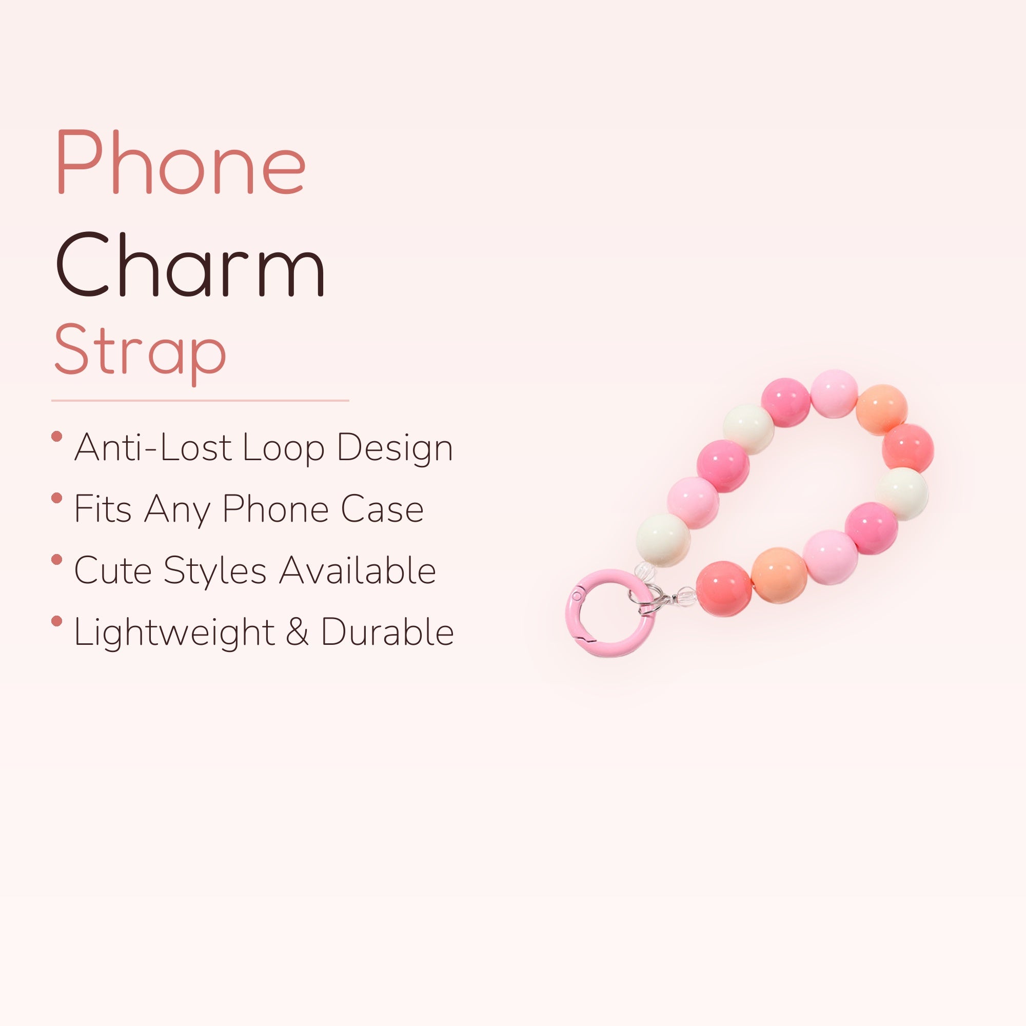Tied Up — Pastel Bead Phone Charm Strap with Bow