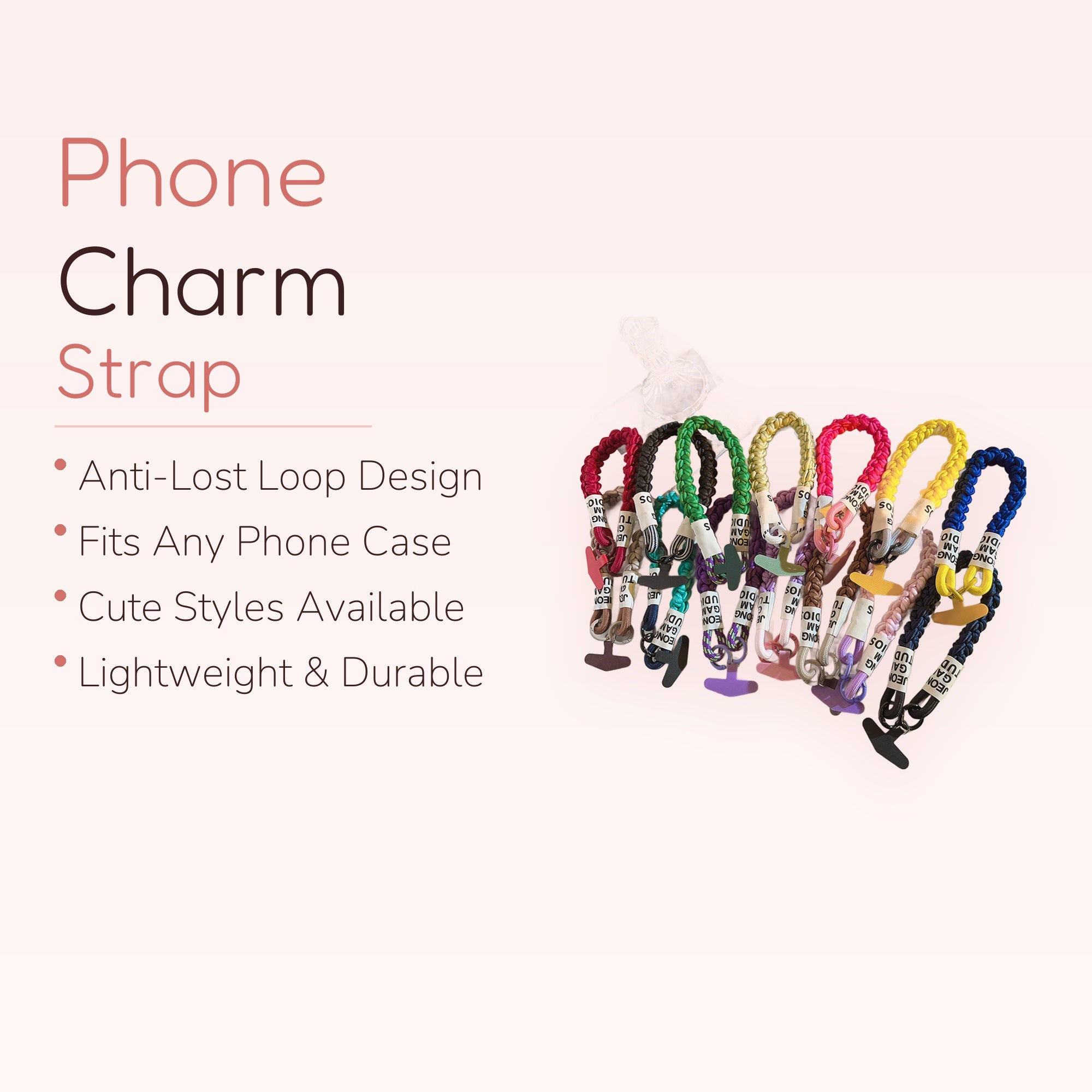 Colorful Braided Rope Phone Charm Strap | Aesthetic Wrist Lanyard with Phone Patch