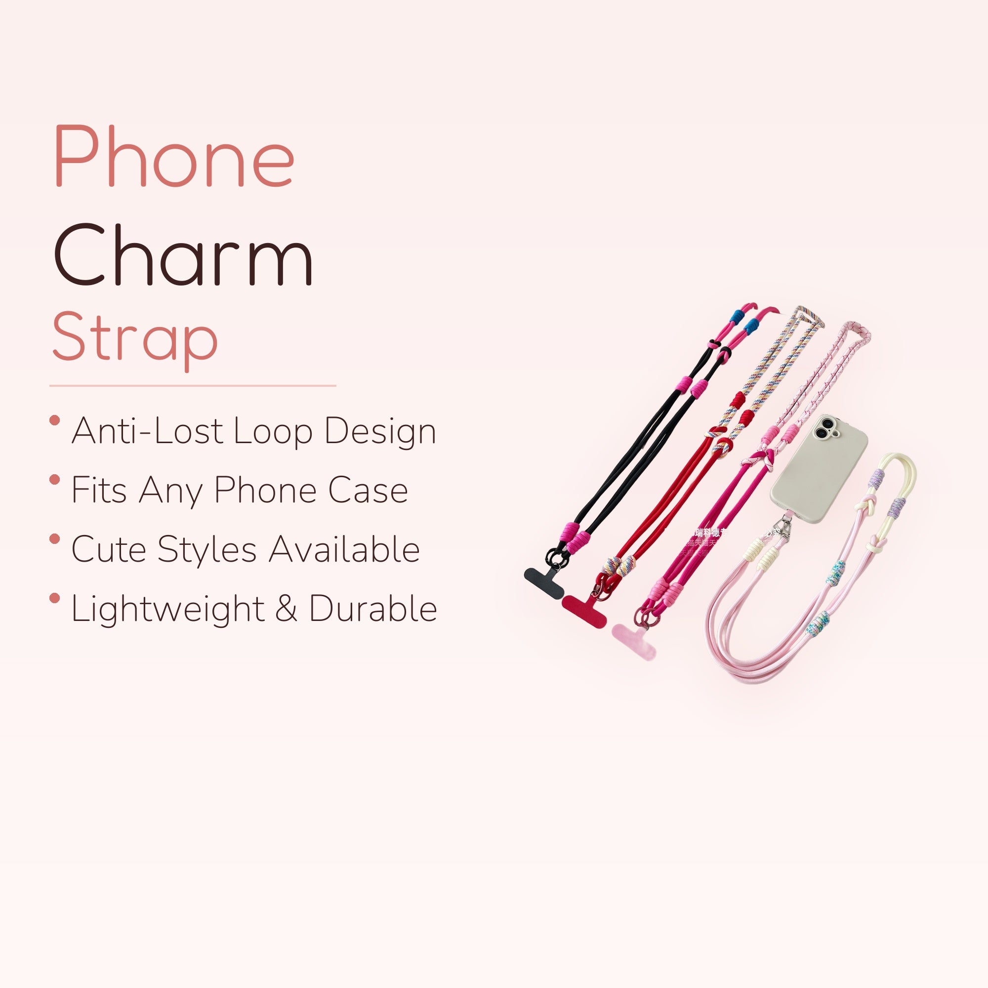 SIMPLYBUBBI — Multi-colored Braided Phone Lanyard | Adjustable Crossbody Strap with T-Tab
