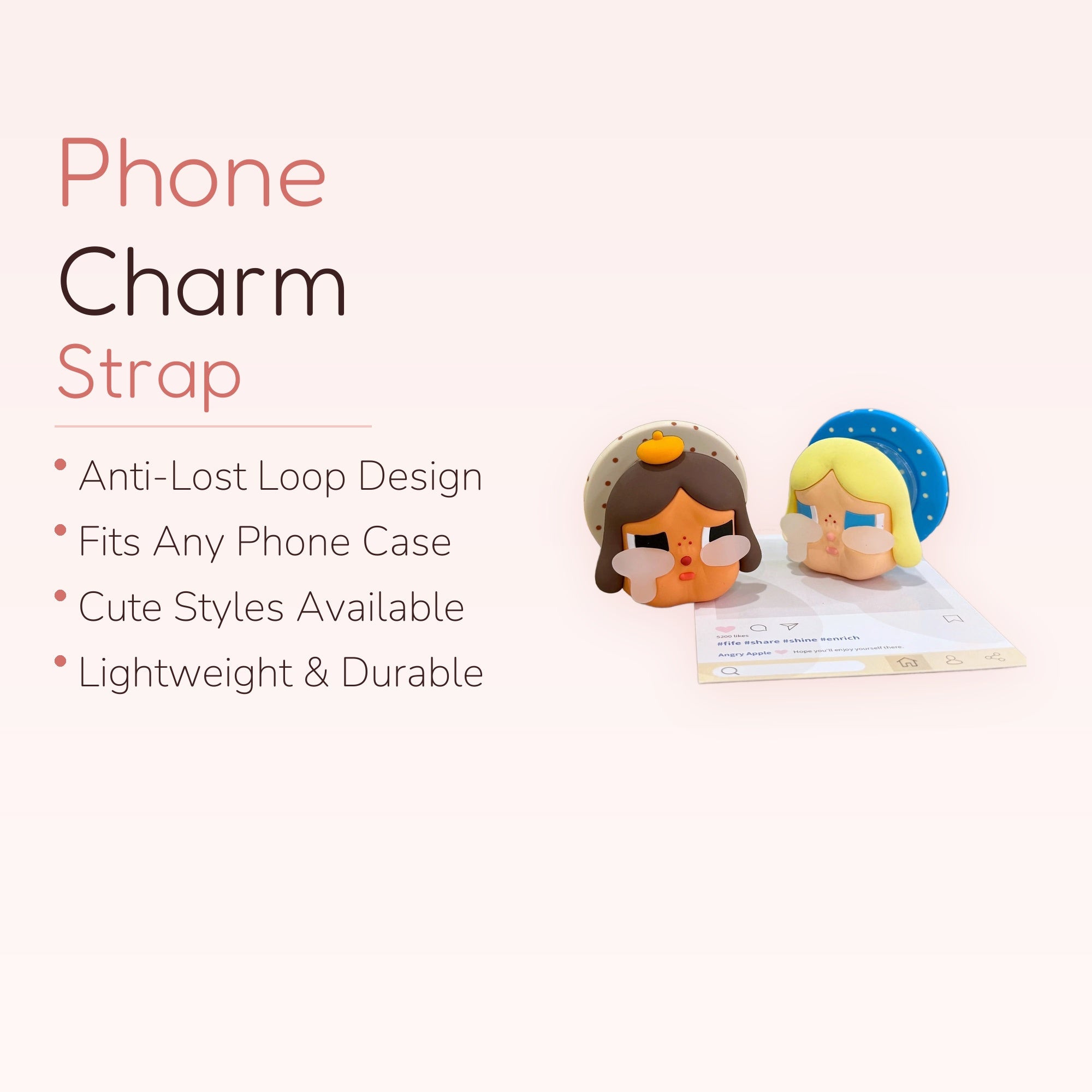 Kawaii Crying Face Phone Grip | Cute Cartoon Pop Socket Stand