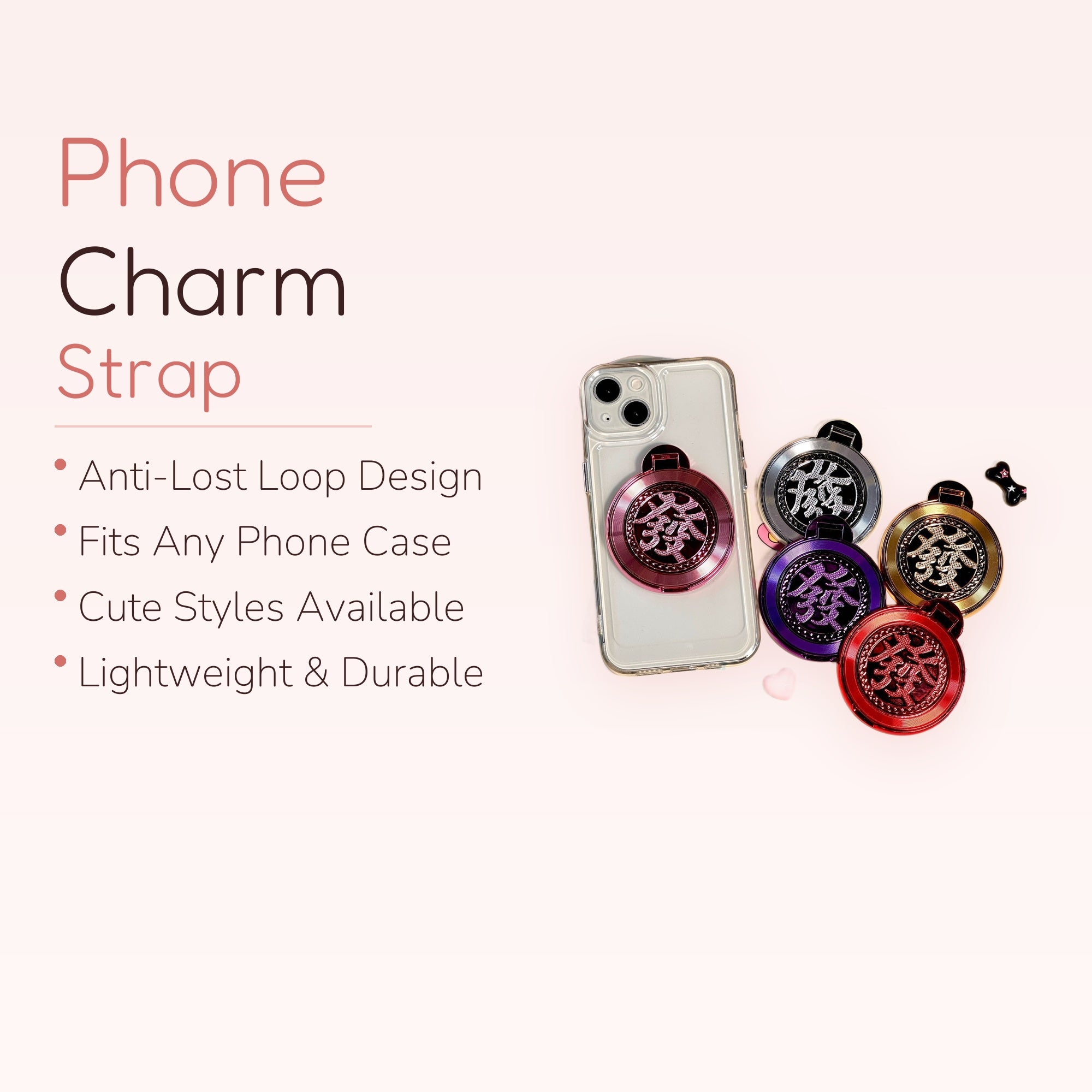 Metallic Lucky Character Phone Ring | Aesthetic 360° Finger Holder Kickstand