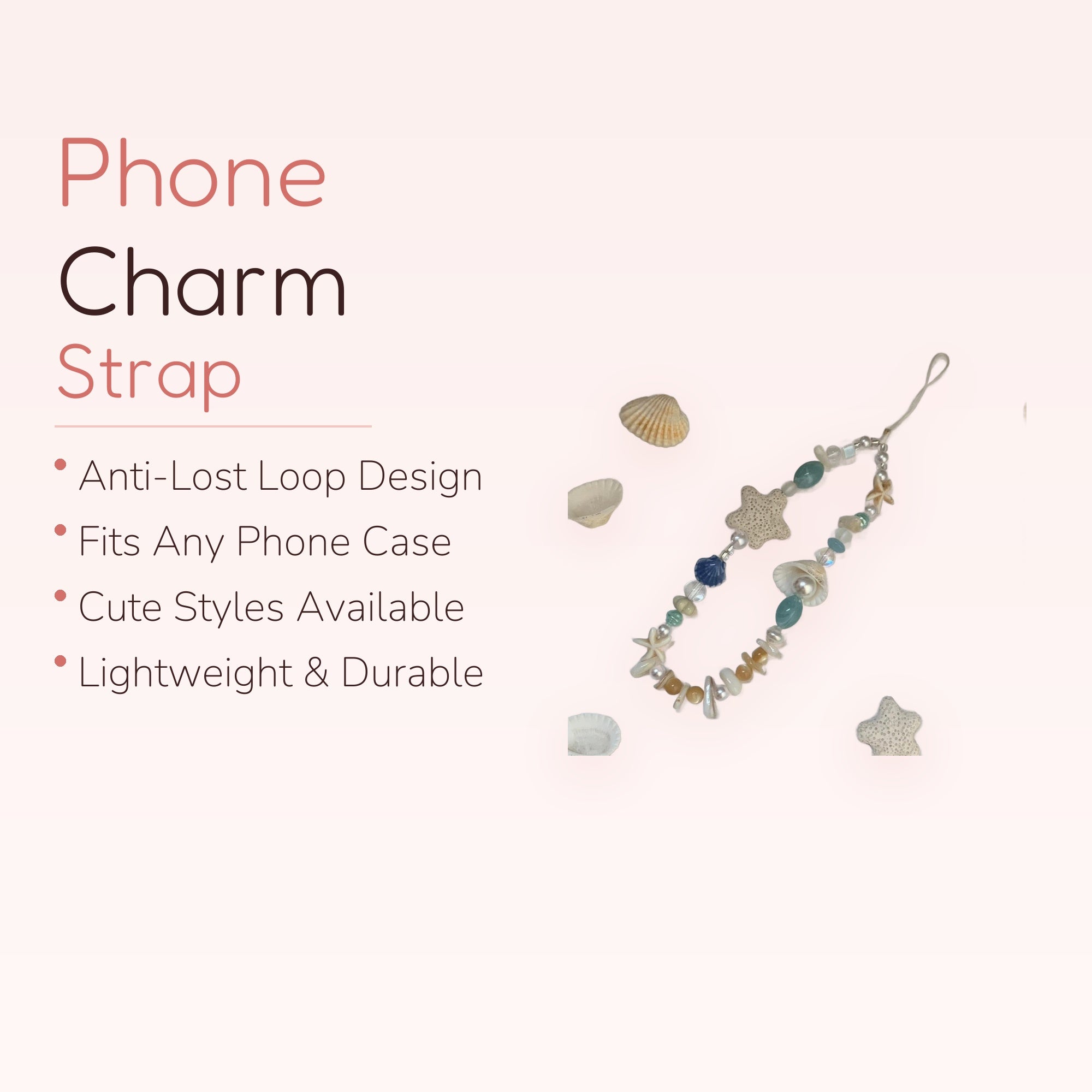 SIMPLYBUBBI — Seashell & Starfish Ocean Beaded Phone Strap | Beach Lanyard