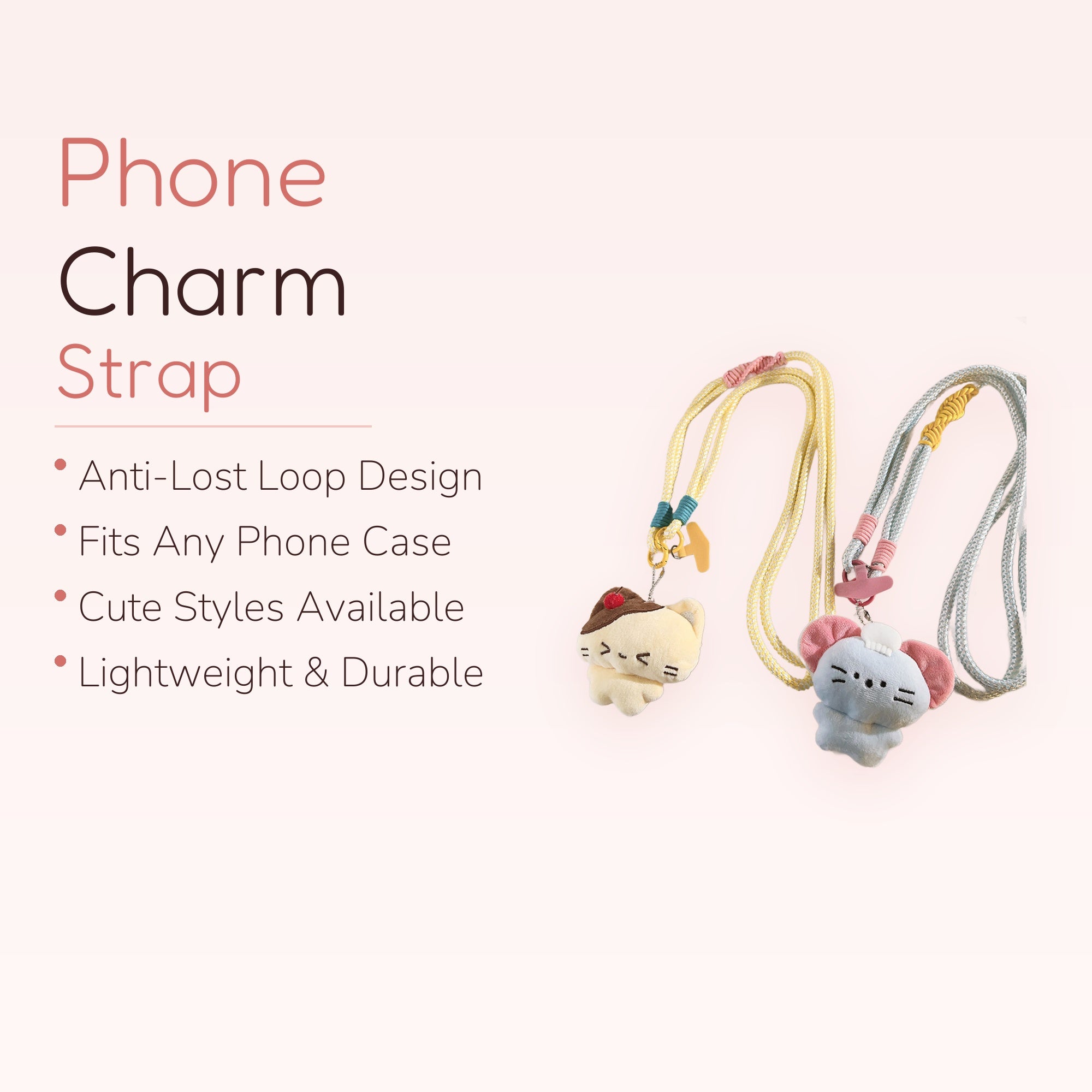 Kawaii Plush Animal Phone Lanyard | Cute Cartoon Character Neck Strap