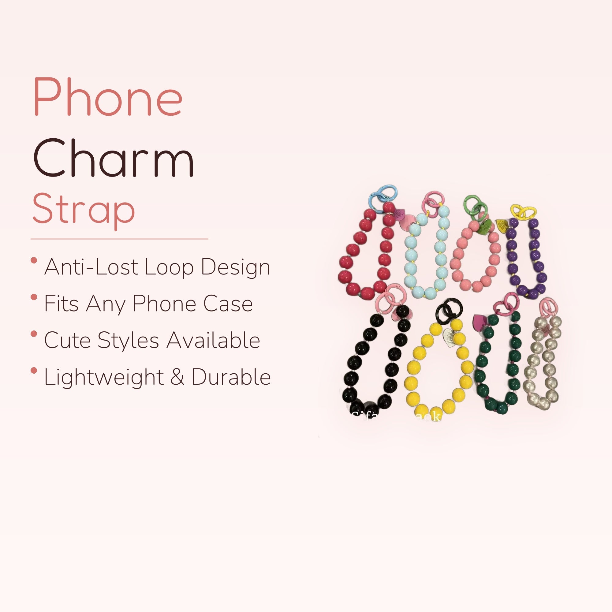 Aesthetic Beaded Phone Charm Wristlet | Colorful Silicone Bead Phone Strap