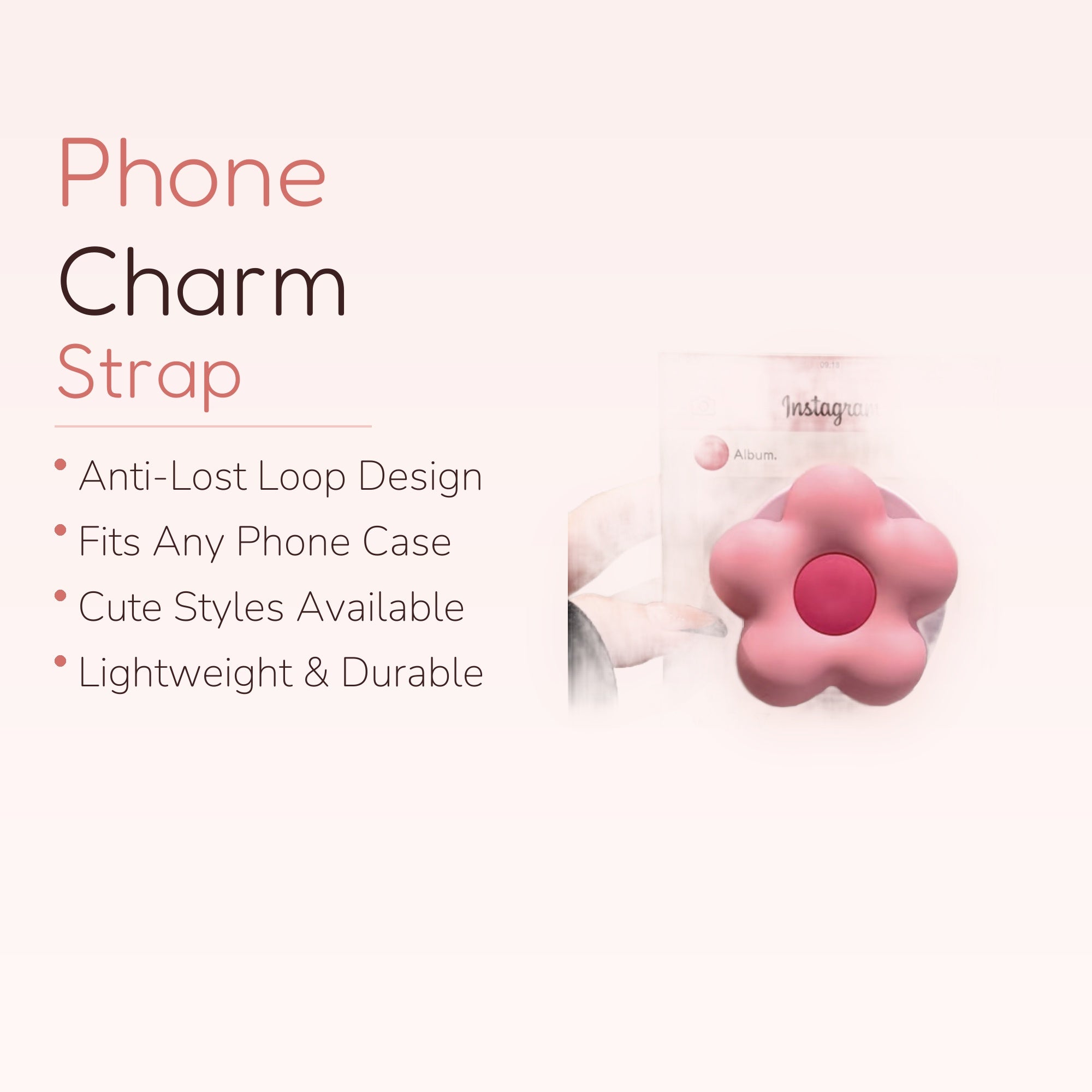 Pink Flower Phone Grip | Kawaii Pop Socket Stand for Phones