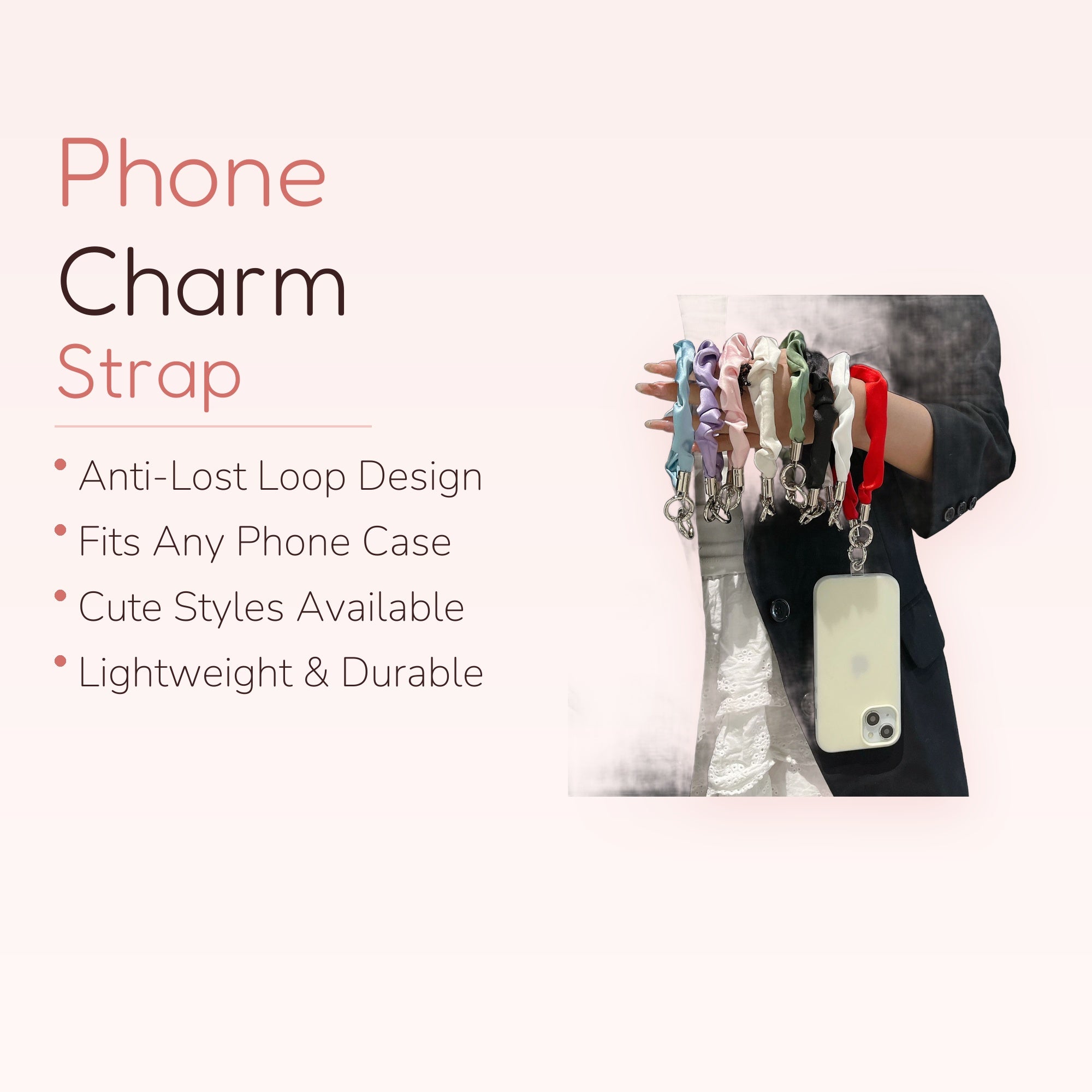 Silky Scrunchie Wrist Phone Charm | Aesthetic Colorful Lanyard Strap