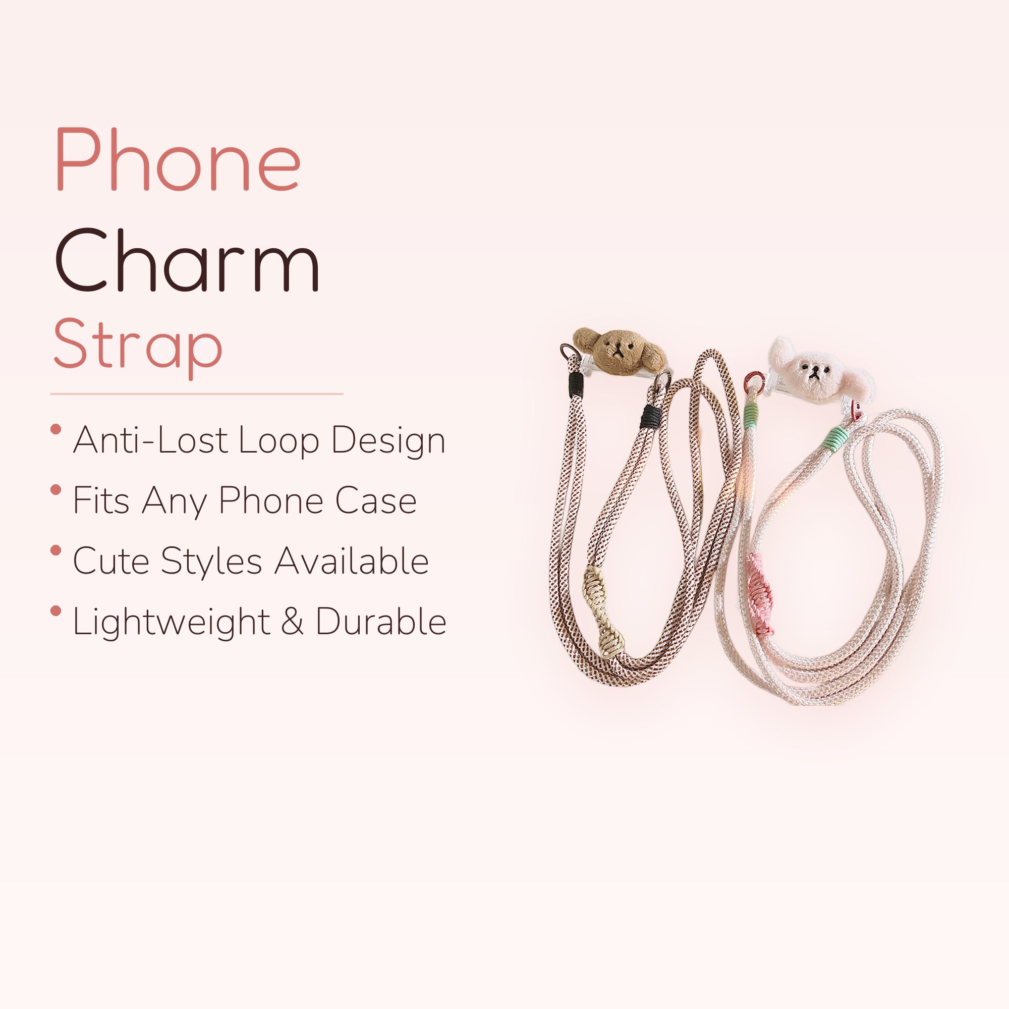 Cute Plush Bear Phone Lanyard | Kawaii Adjustable Crossbody Strap
