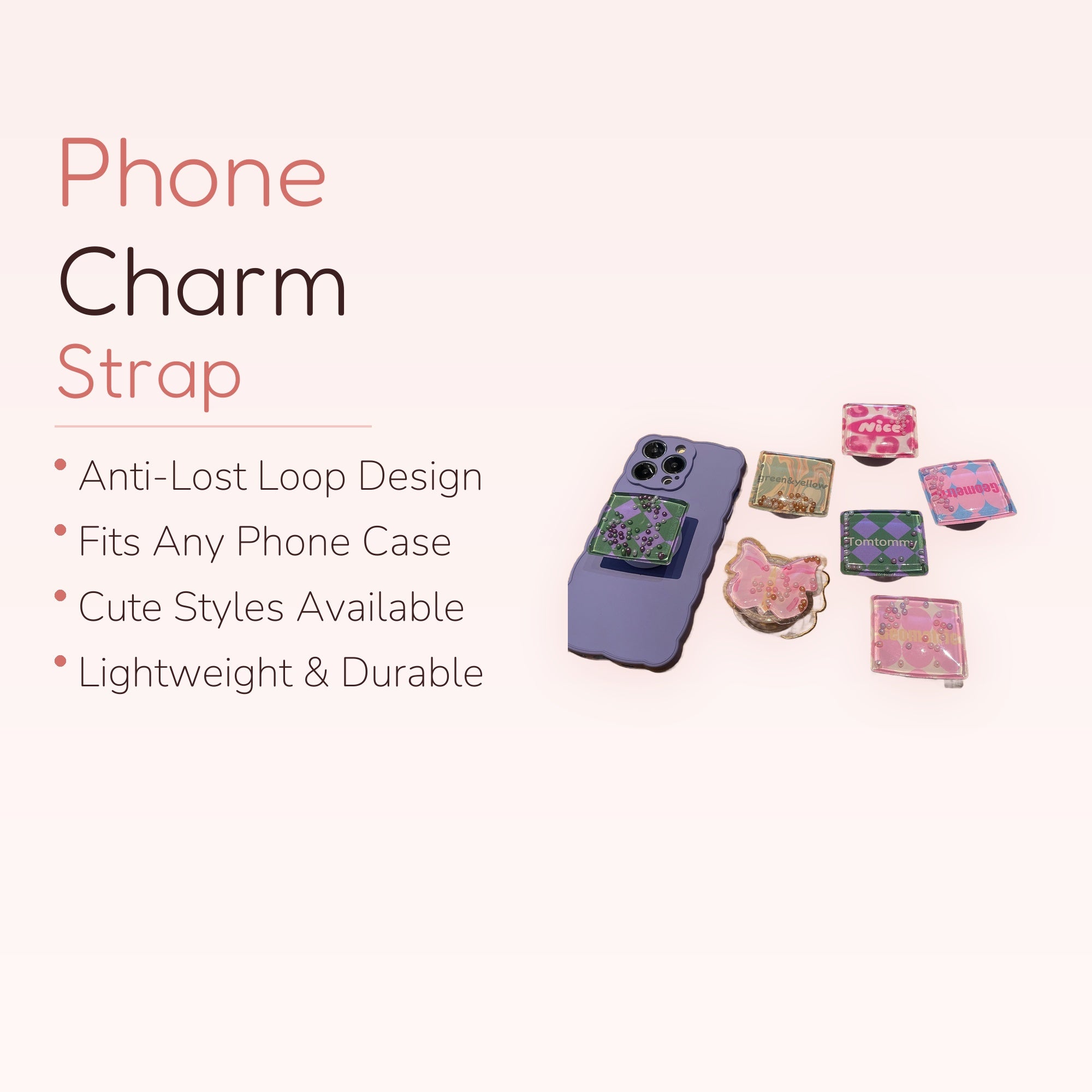 Kawaii Shaker Bead Phone Grip | Cute Pop-Out Phone Stand Holder