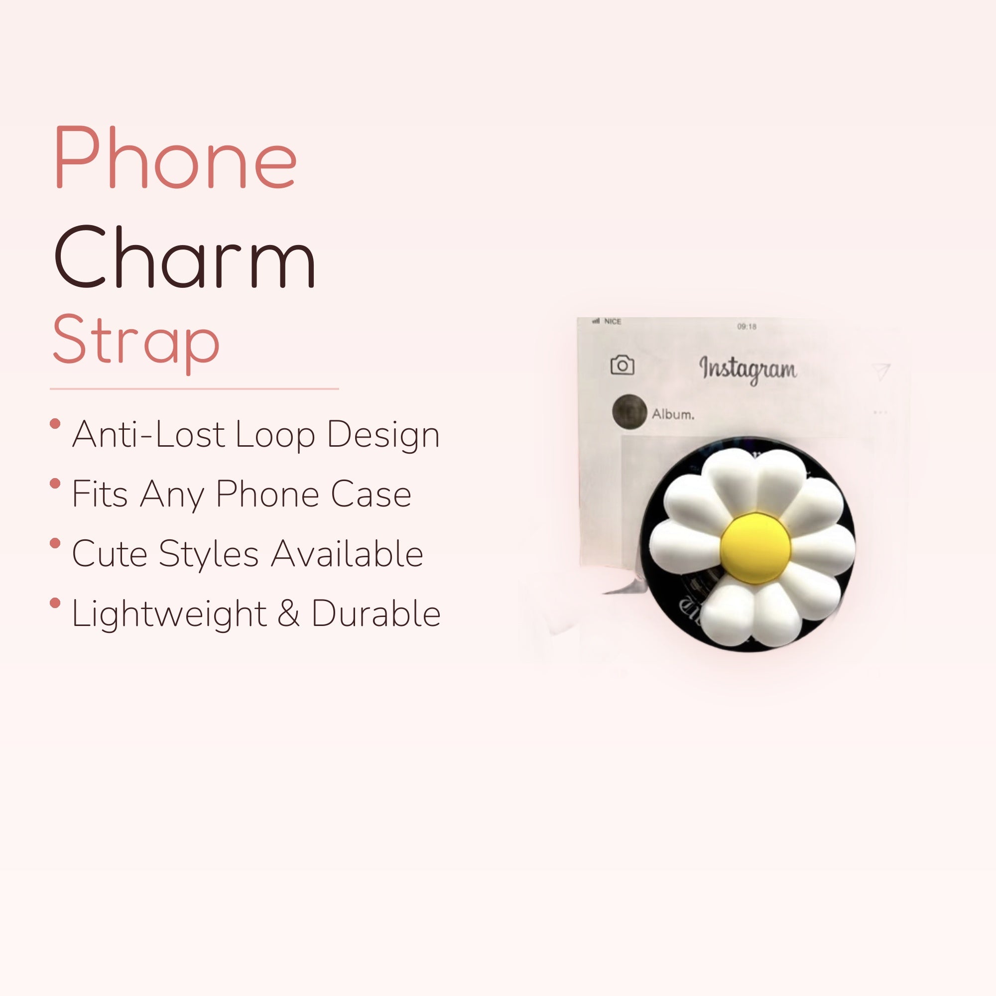 Cute White Daisy Flower Phone Grip | Kawaii Pop Socket Stand