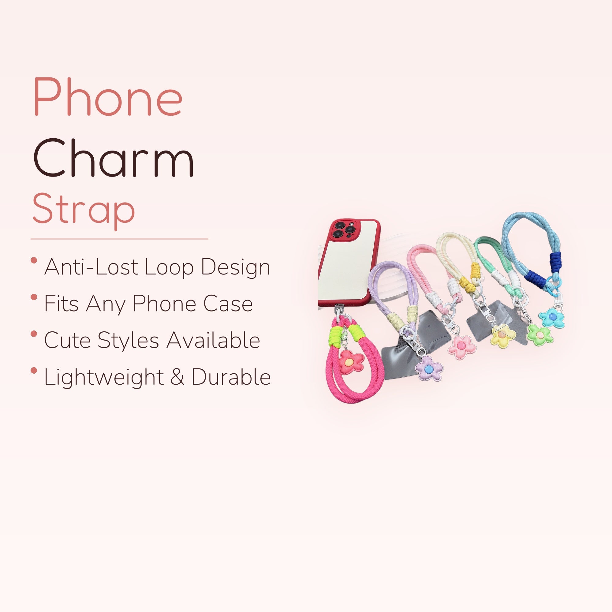 SIMPLYBUBBI — Pastel Bloom Braided Phone Wristlet | Flower Lanyard Strap