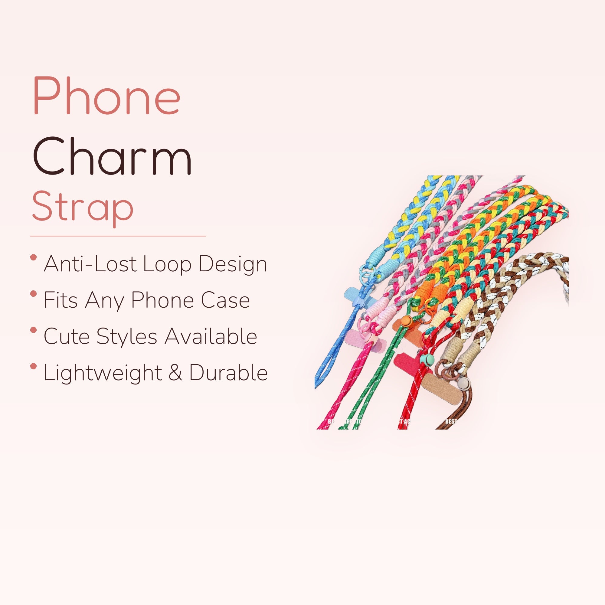 Braided Rainbow Phone Charm Lanyard | Colorful Wrist Strap for Phone