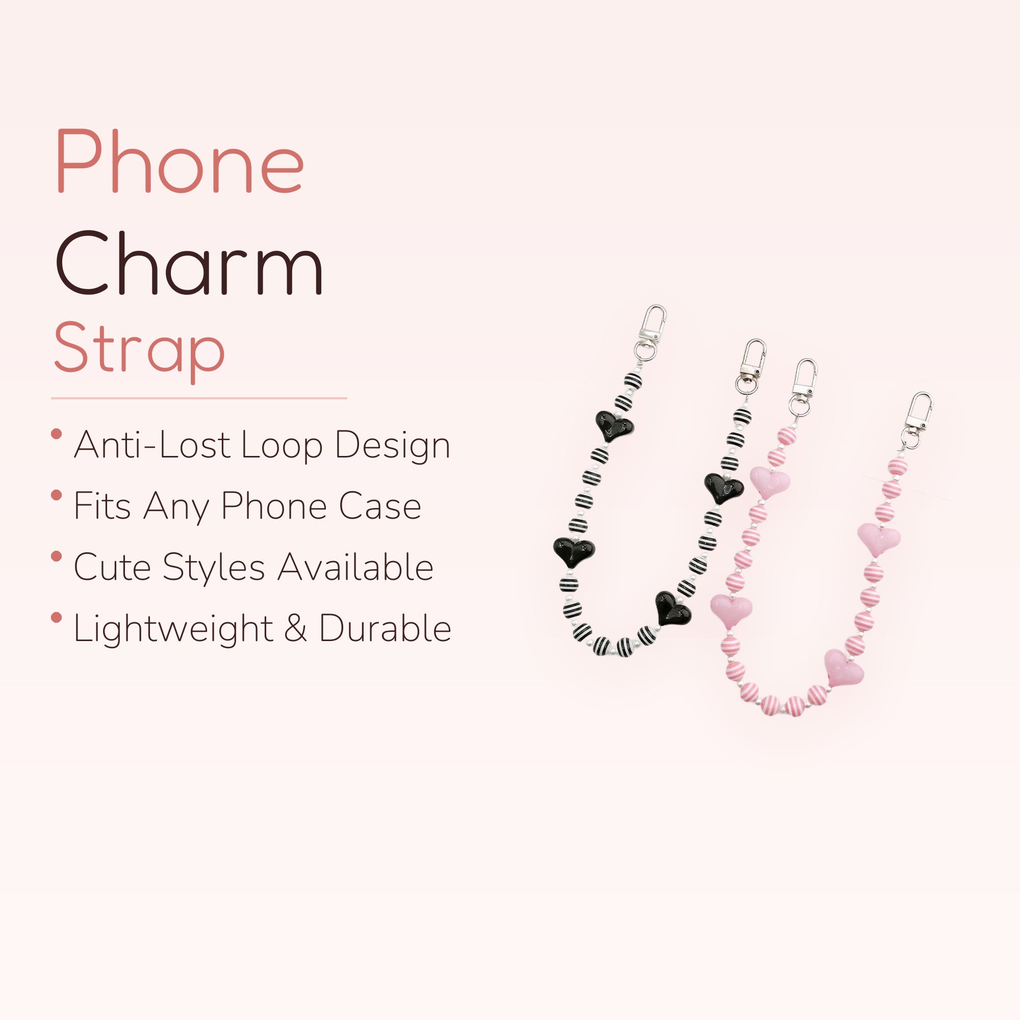 Marshmallow — Pastel Bow Silicone Beaded Phone Wrist Strap