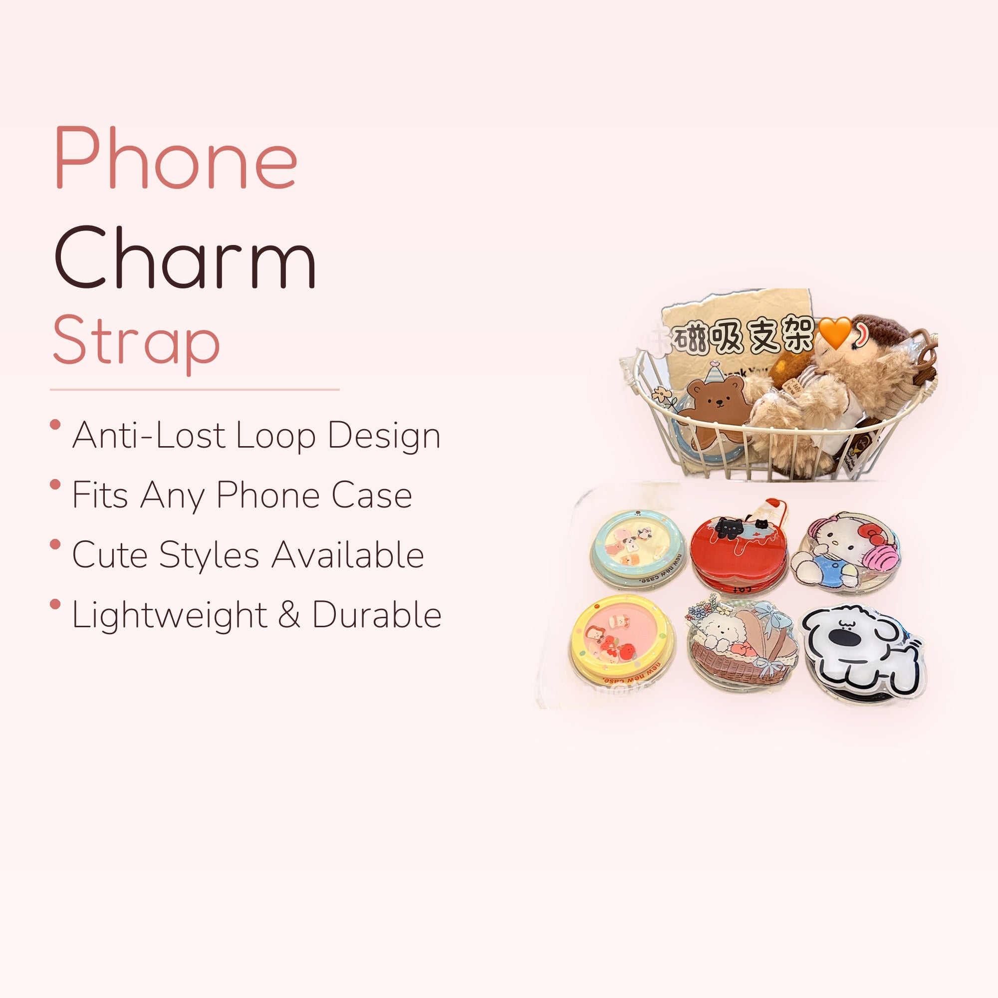 Kawaii Cartoon Character Phone Grip Set | Cute Animal Pop Socket Stand