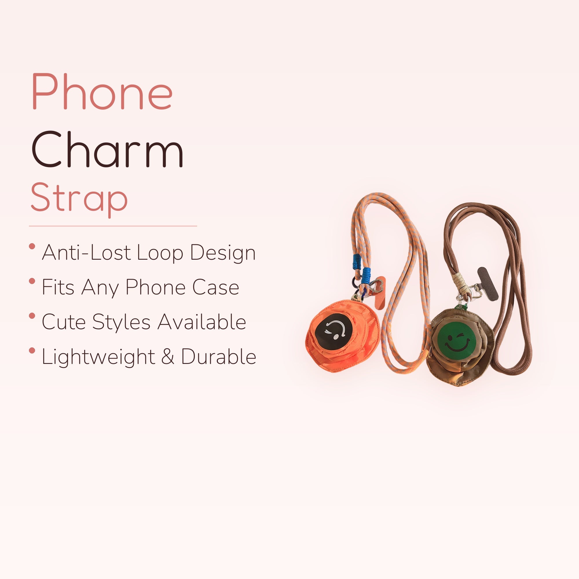 Cute Smiley Face Bucket Hat Phone Lanyard | Aesthetic Crossbody Phone Strap