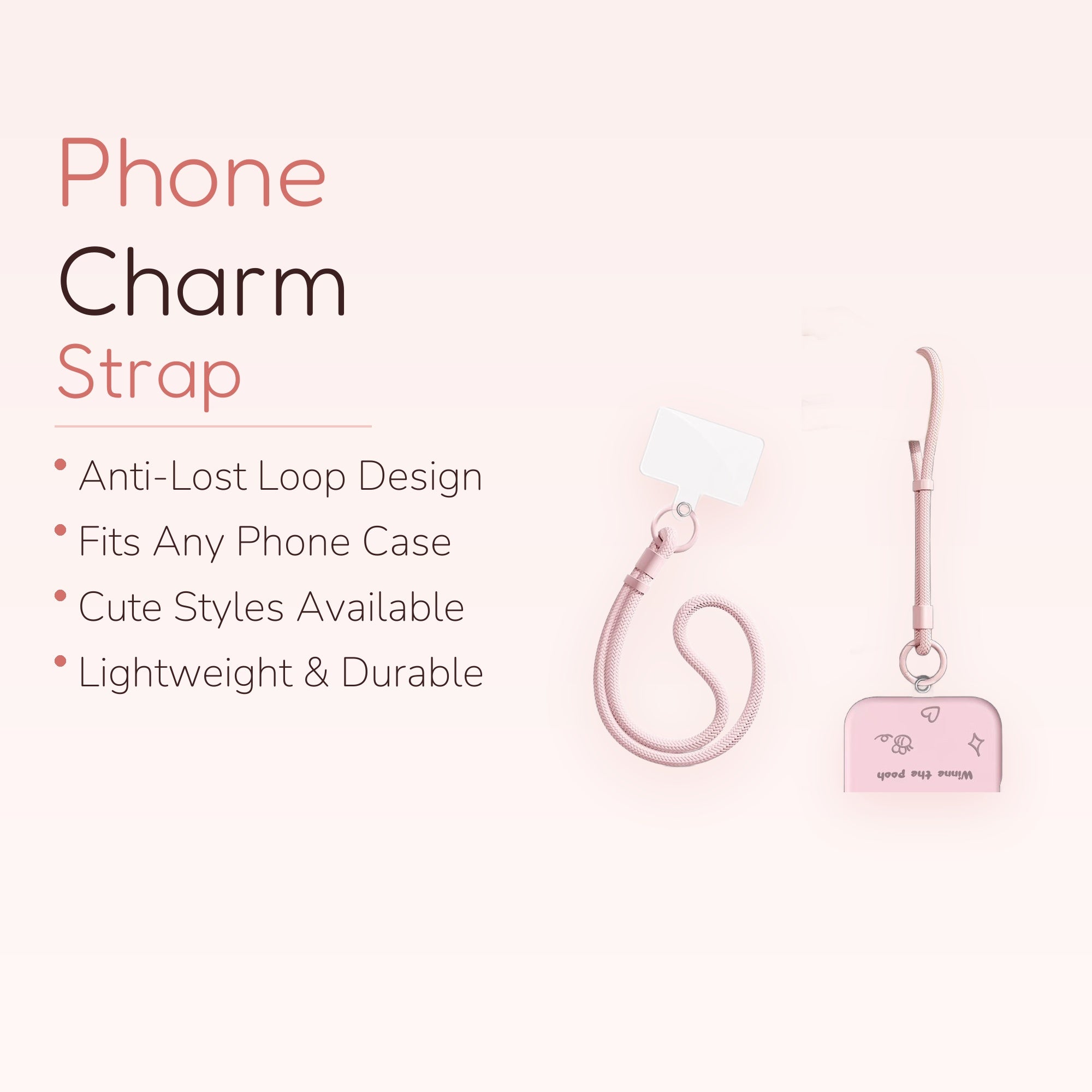 Adjustable Pink Braided Phone Wrist Strap | Cute Anti-Loss Lanyard