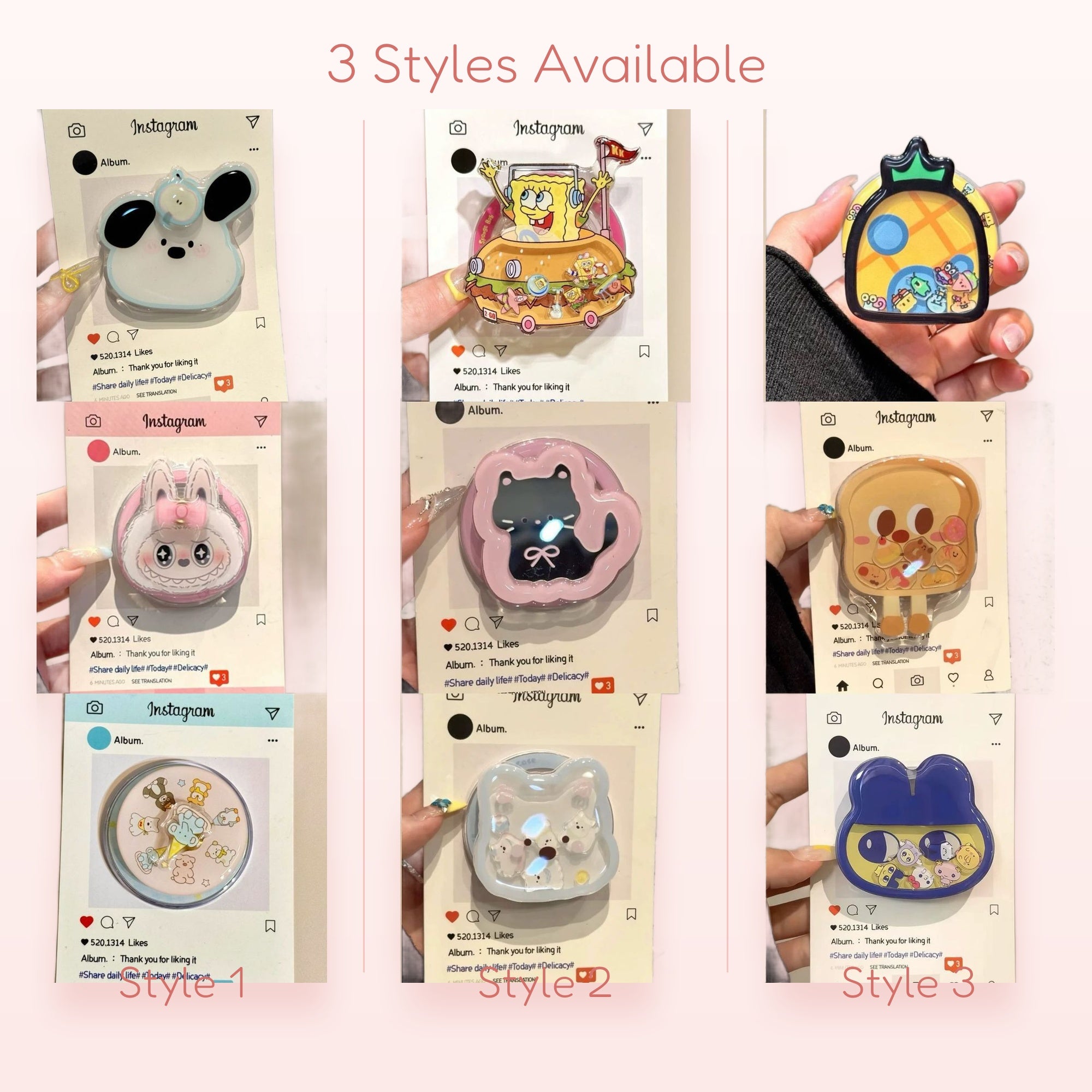 Cute Cartoon Character Phone Grip | Kawaii Pop Socket Stand for Phones