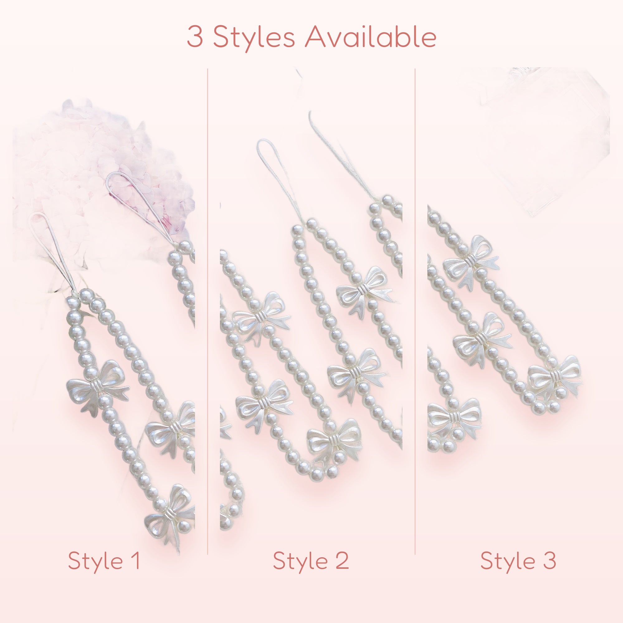 Cute Pearl Bow Phone Charm Strap | Aesthetic Beaded Wrist Lanyard