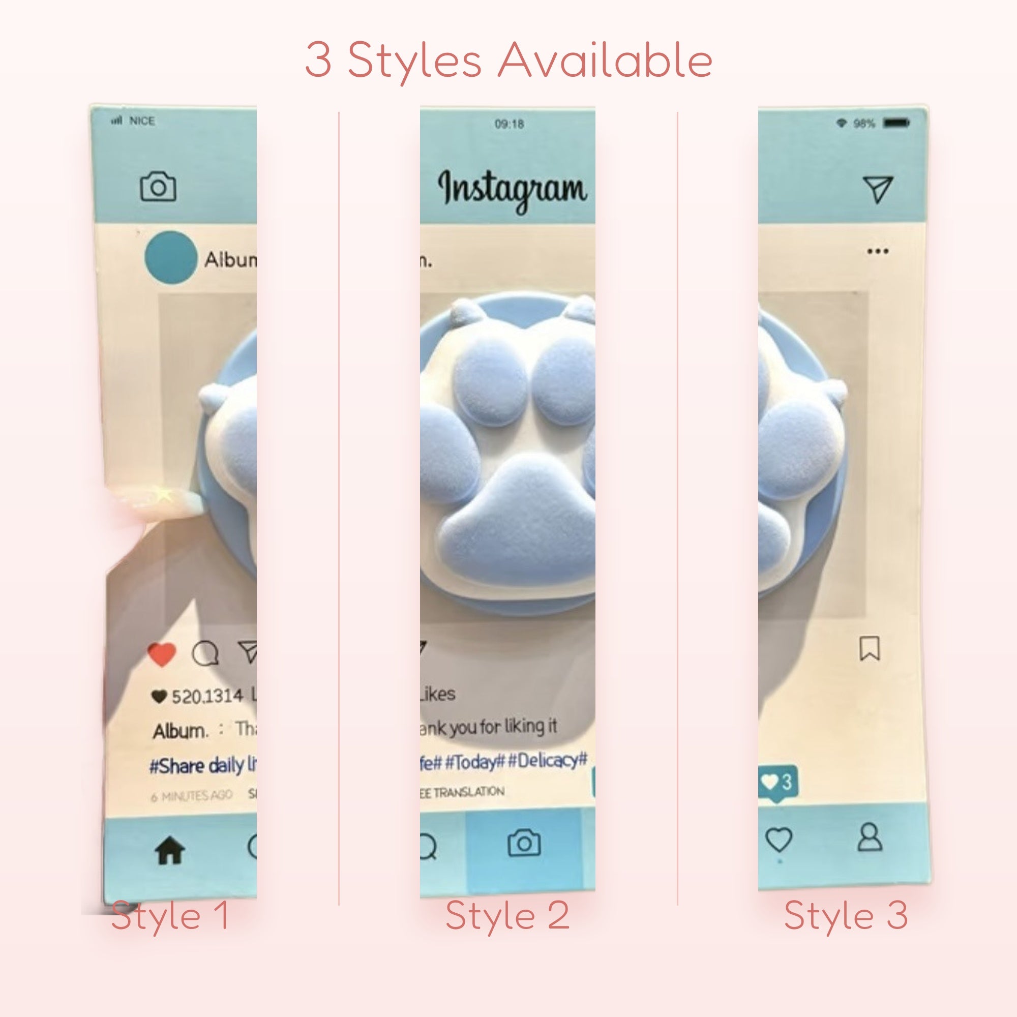 Kawaii Blue Paw Print Phone Grip | Cute Fluffy Pop Socket Stand
