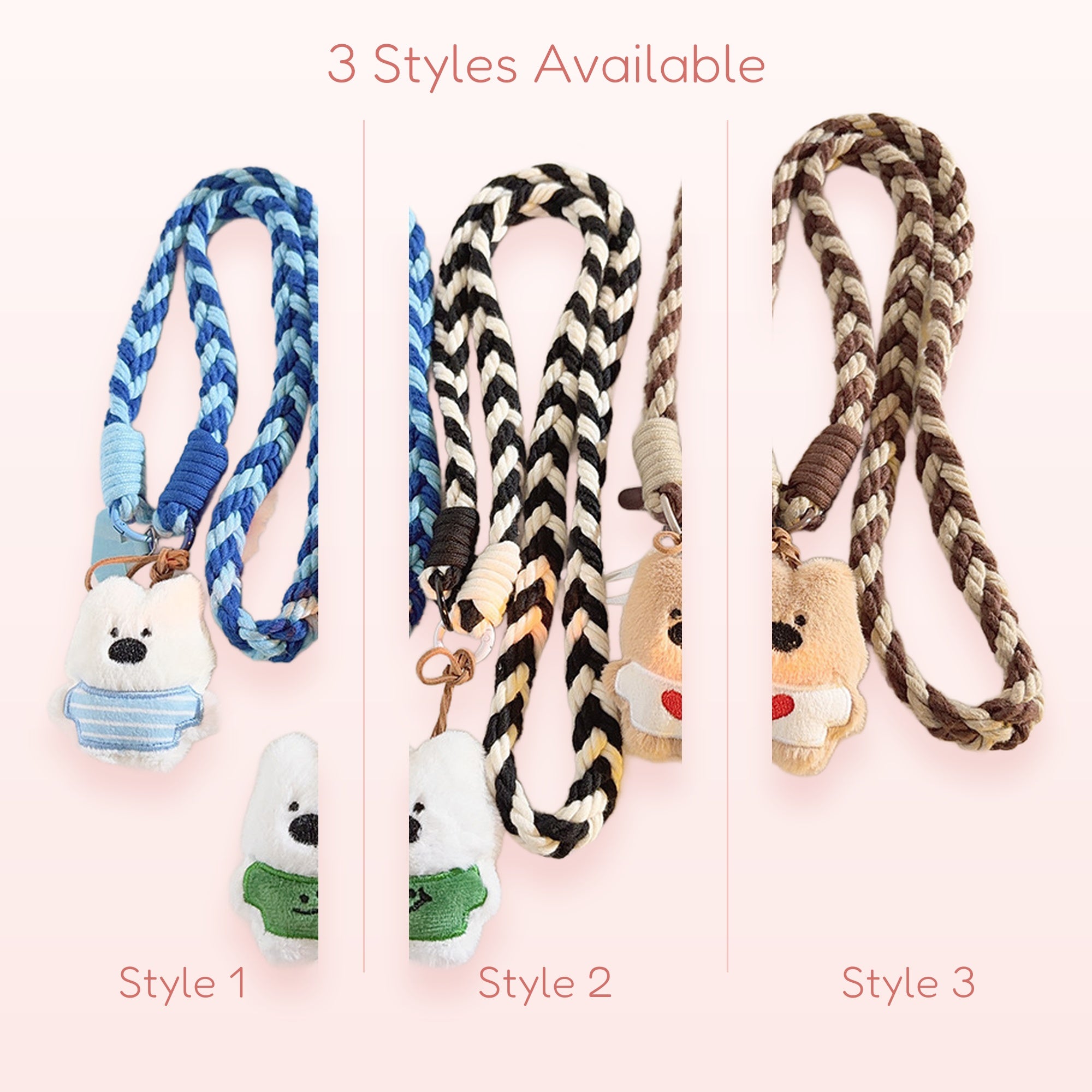 Cute Braided Lanyard Phone Charm | Plush Bear & Doggy Keychains